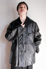 [~ 60's] French Vintage le Corbusier leather jacket size.54 "Collar Wool"