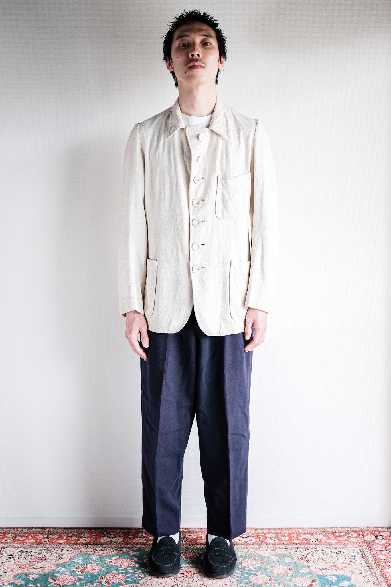 ［~30's］German Army Drillich HBT Linen Jacket "Unusual Pattern"
