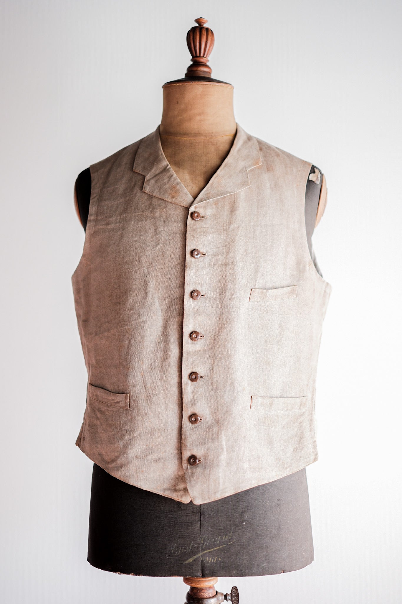 ［~40's］French Vintage Linen Work Gilet