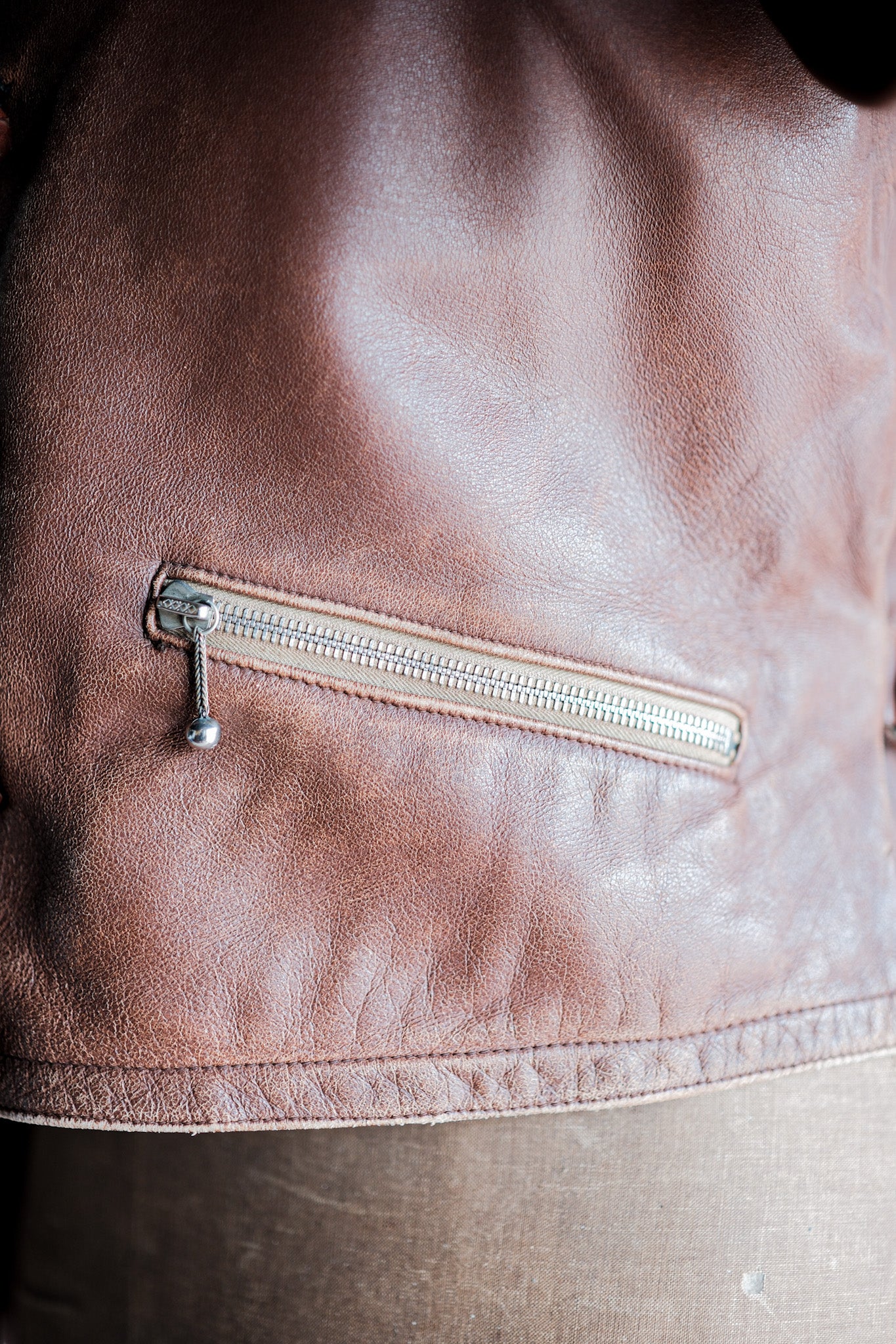 ［~30's］German Vintage Double Breasted Motorcycle Leather Jacket