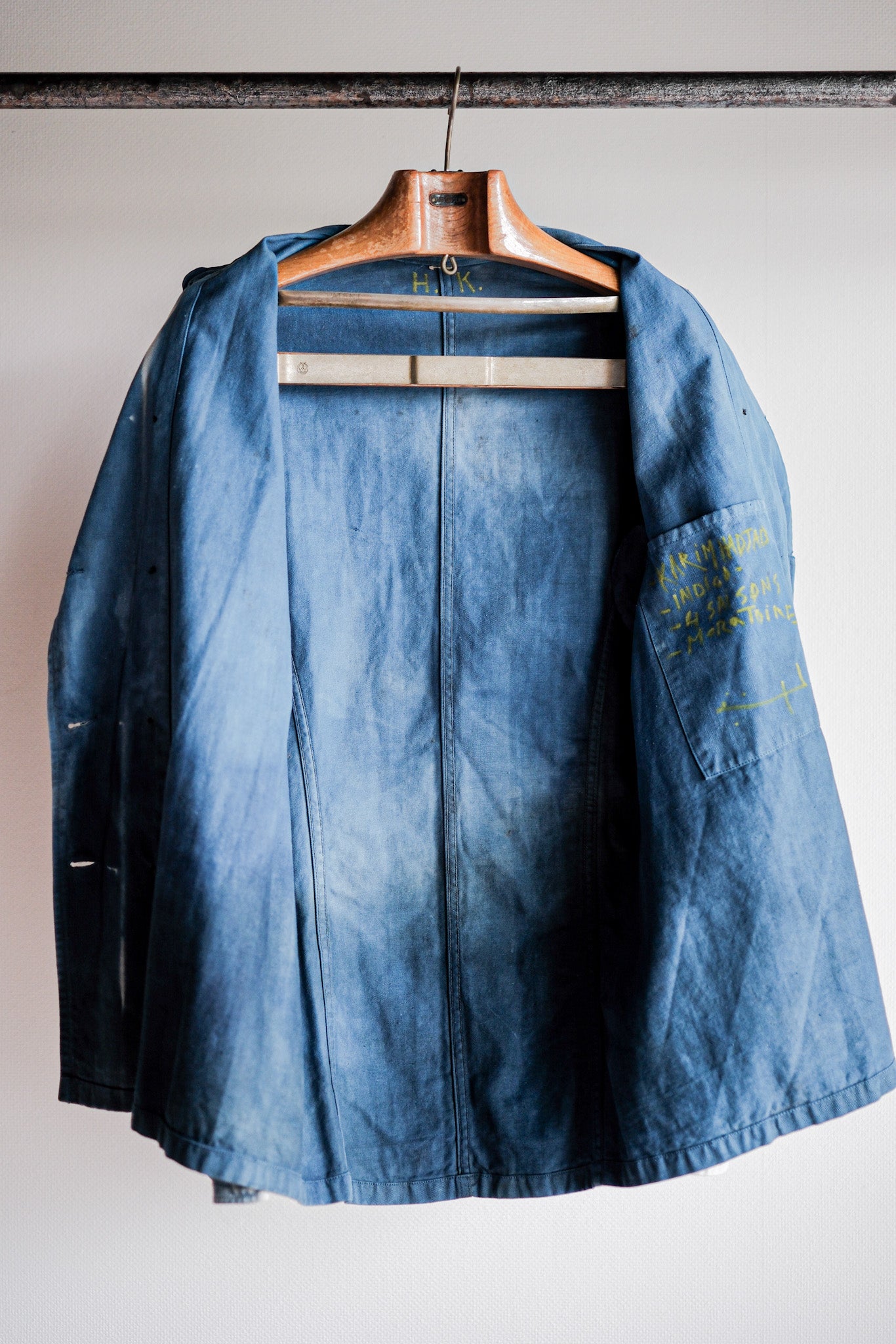 Veste de travail à double poitrine en coton indigo "Karim Hadjab" "4 Seasons"
