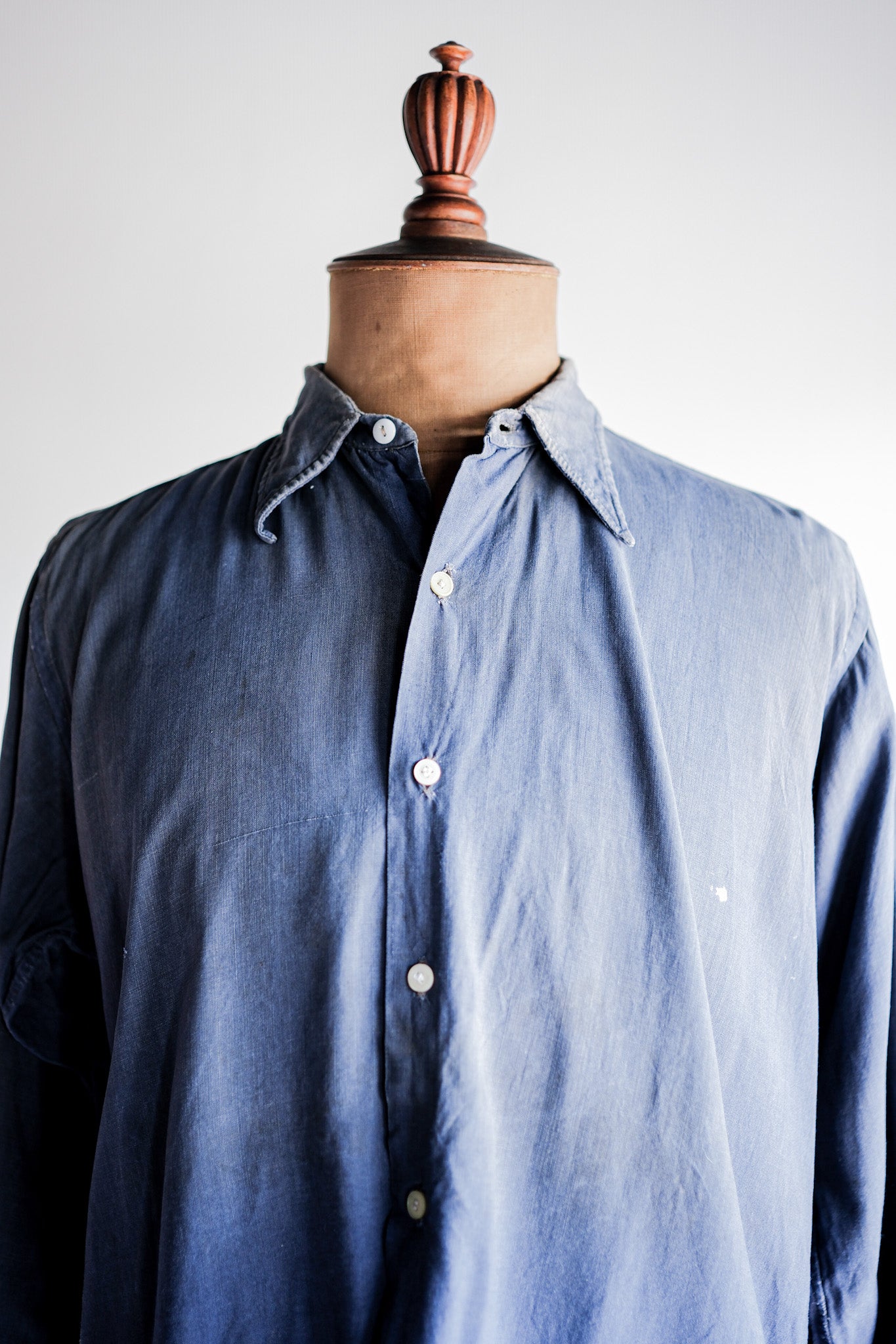 [〜40年代]法國復古靛藍亞麻工作襯衫