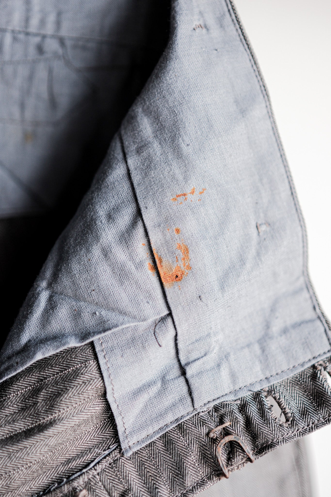 【~30's】French Vintage Salt & Pepper Cotton HBT Work Pants “Dead Stock”
