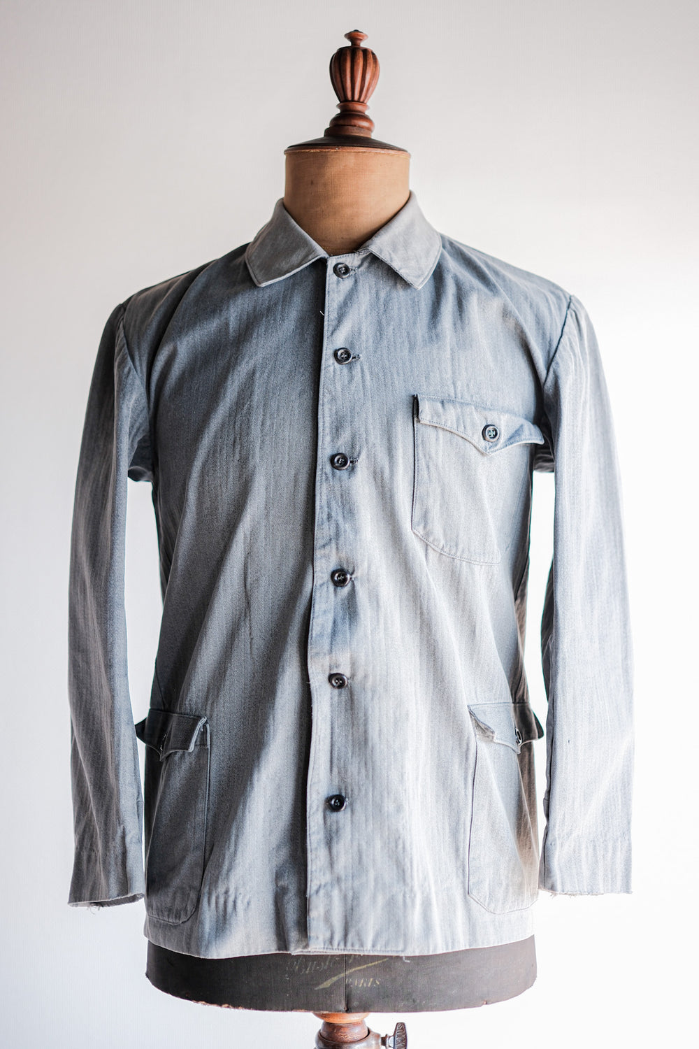 ［~50's］Europe Vintage Salt & Pepper HBT Cotton Work Jacket "6 Buttons"