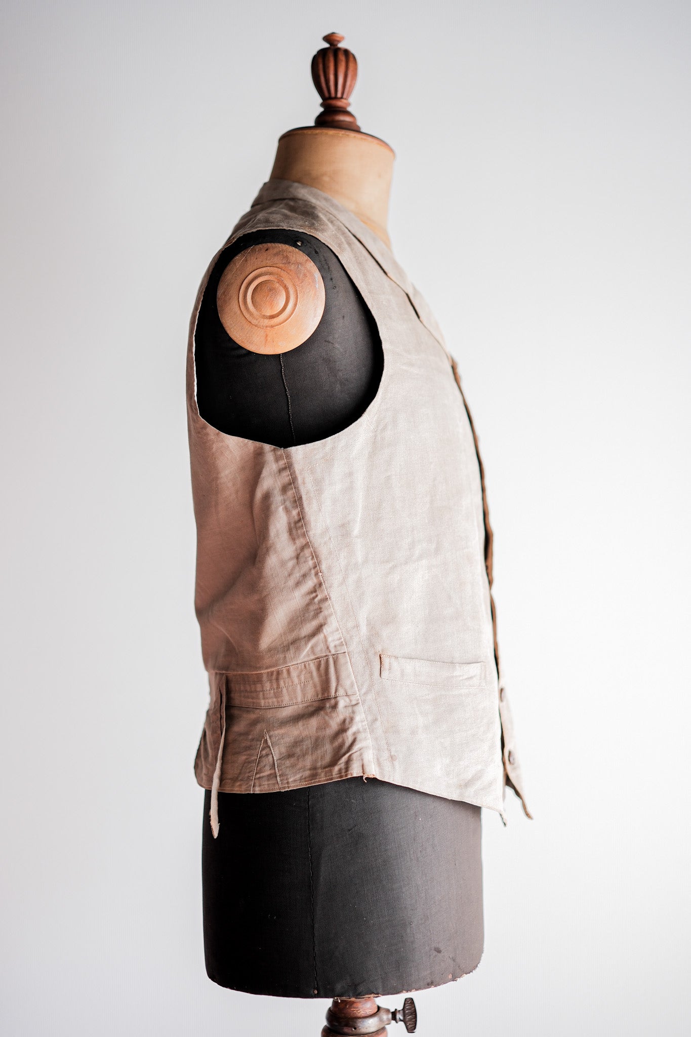 ［~40's］French Vintage Linen Work Gilet