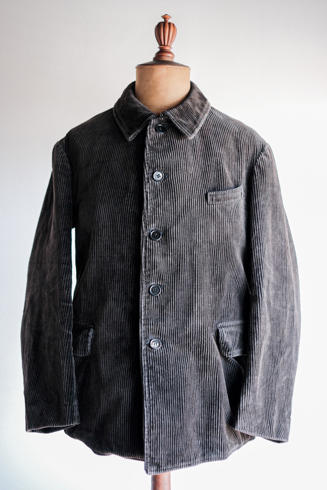 [〜50年代]法國復古深棕色燈芯絨工作夾克