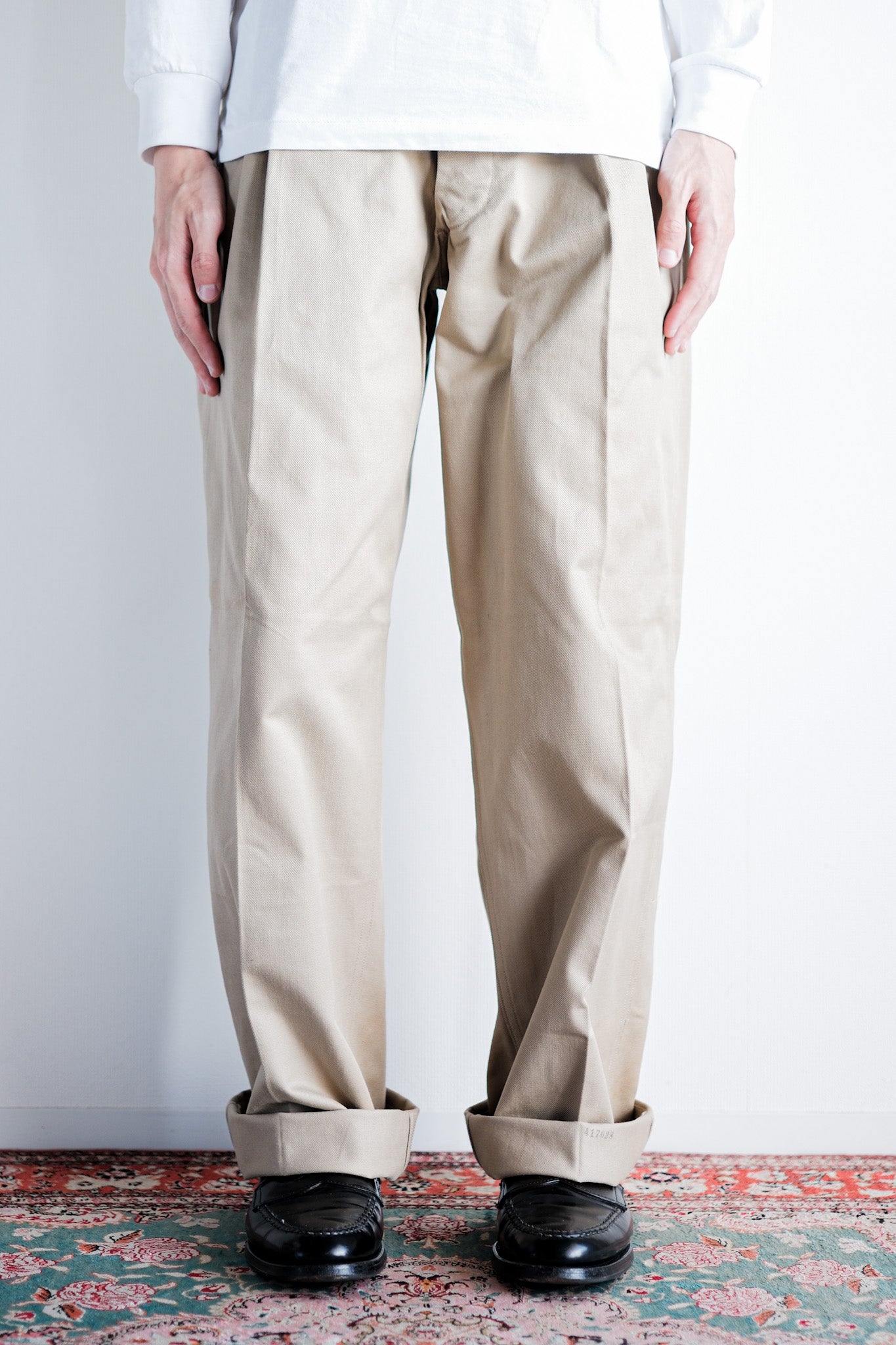 [~ 60's] กองทัพฝรั่งเศส M52 กางเกงขนาดของ Chino 32 "Dead Stock"