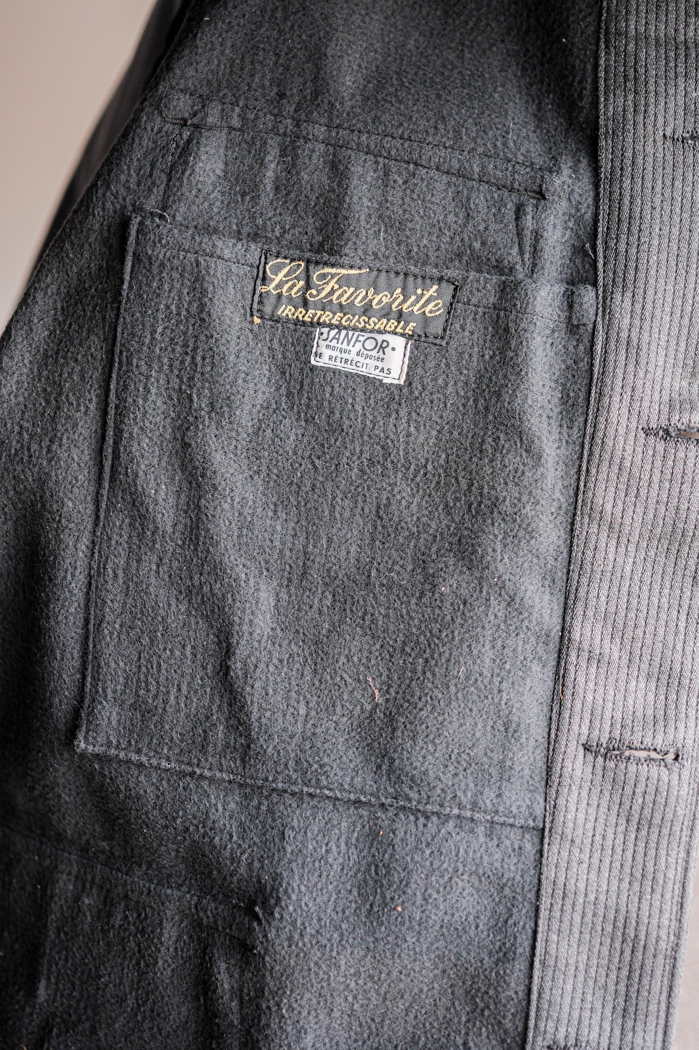 [~ 50's] French Vintage Gray Cotton Pique Hunting Jacket with China Strap "Dead Stock"