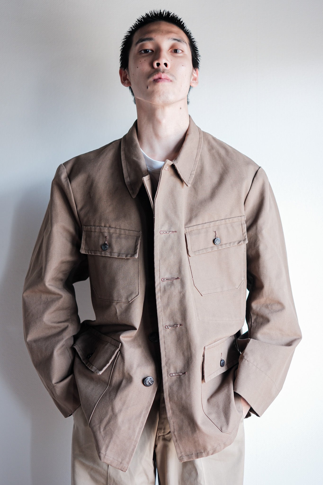 ［~50's］French Vintage Cotton Linen Canvas Hunting Jacket "Dead Stock"