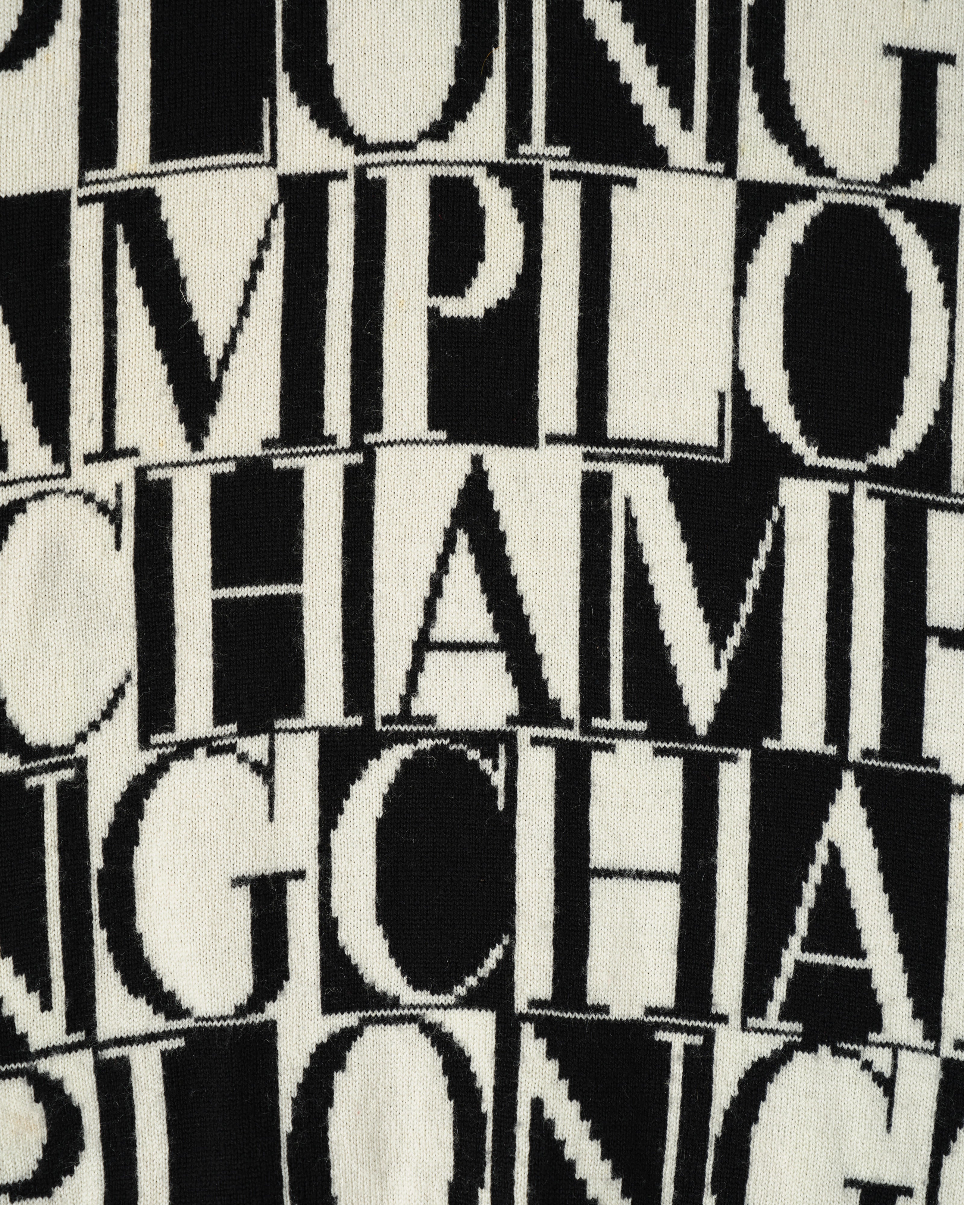 【~90’s】Old LONGCHAMP Merino Wool Patterned L/S Knit Polo Shirt Size.52