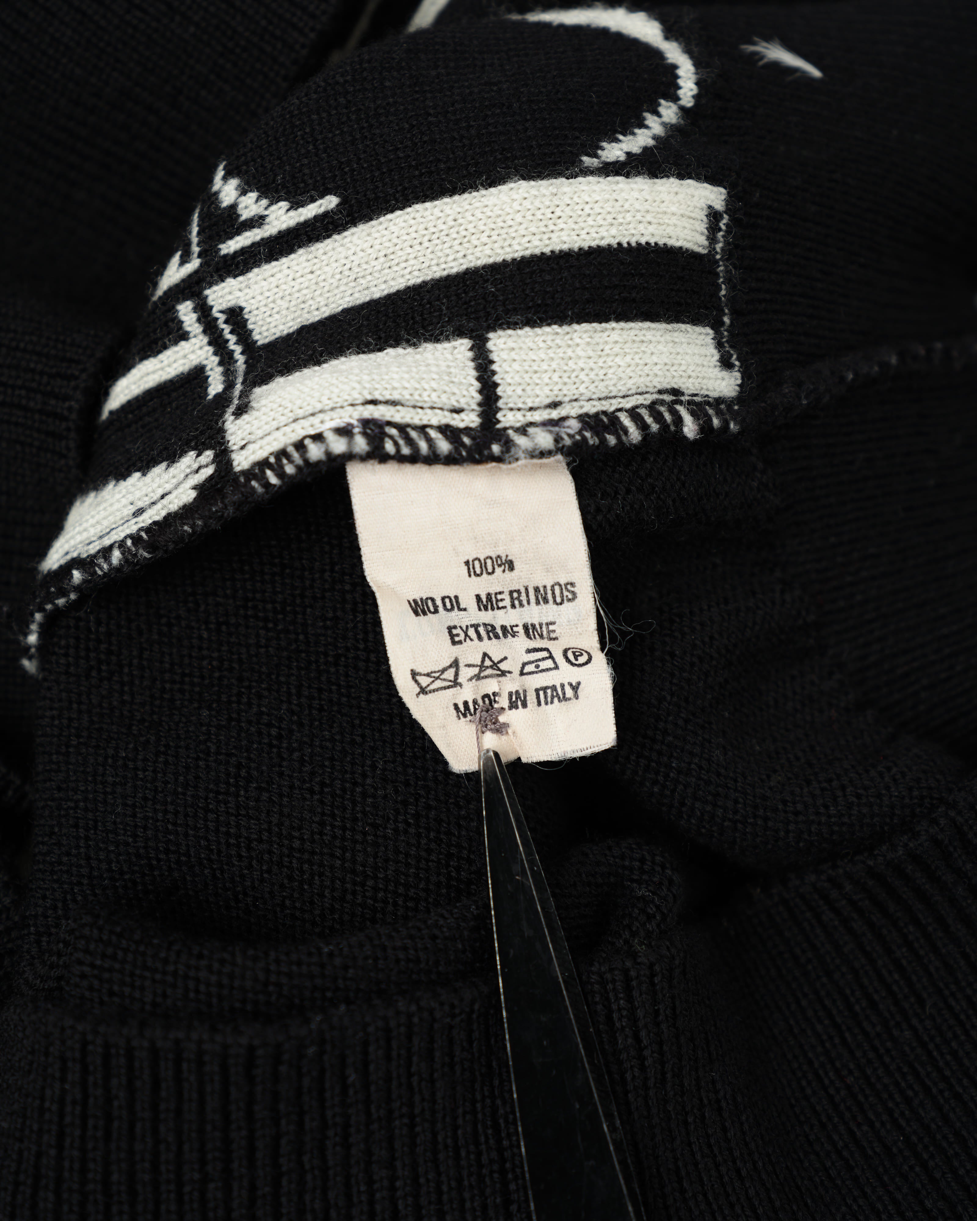 【~90’s】Old LONGCHAMP Merino Wool Patterned L/S Knit Polo Shirt Size.52