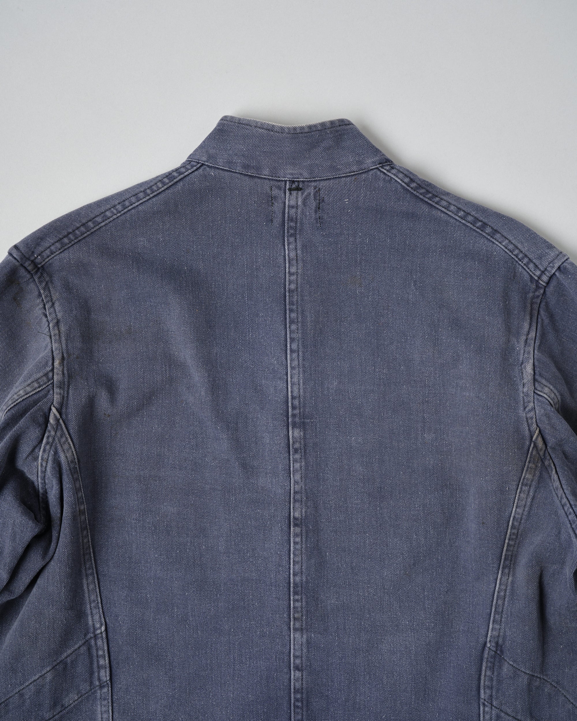 ［~50's］British Vintage Blue Cotton Drill Stand Collar Work Jacket Size.6
