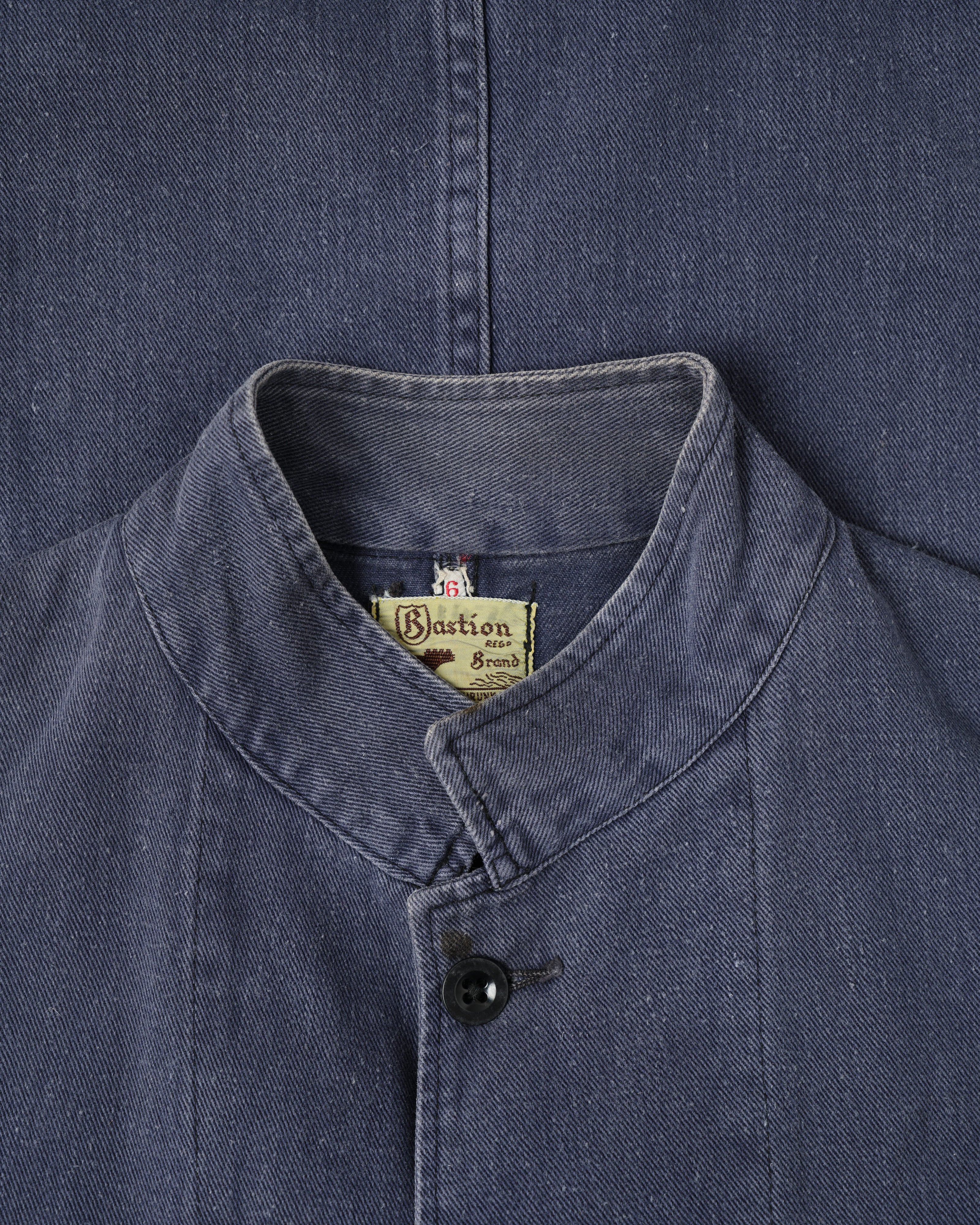 50's】British Vintage Blue Cotton Drill Stand Collar Work Jacket Size