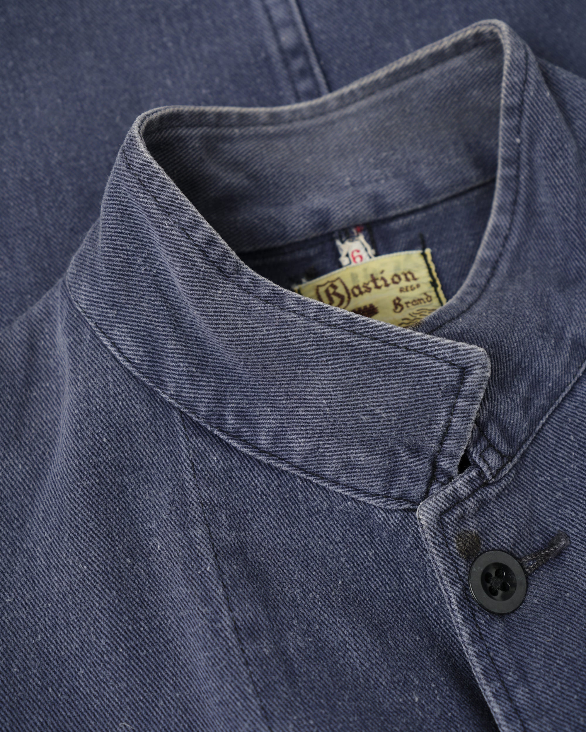［~50's］British Vintage Blue Cotton Drill Stand Collar Work Jacket Size.6