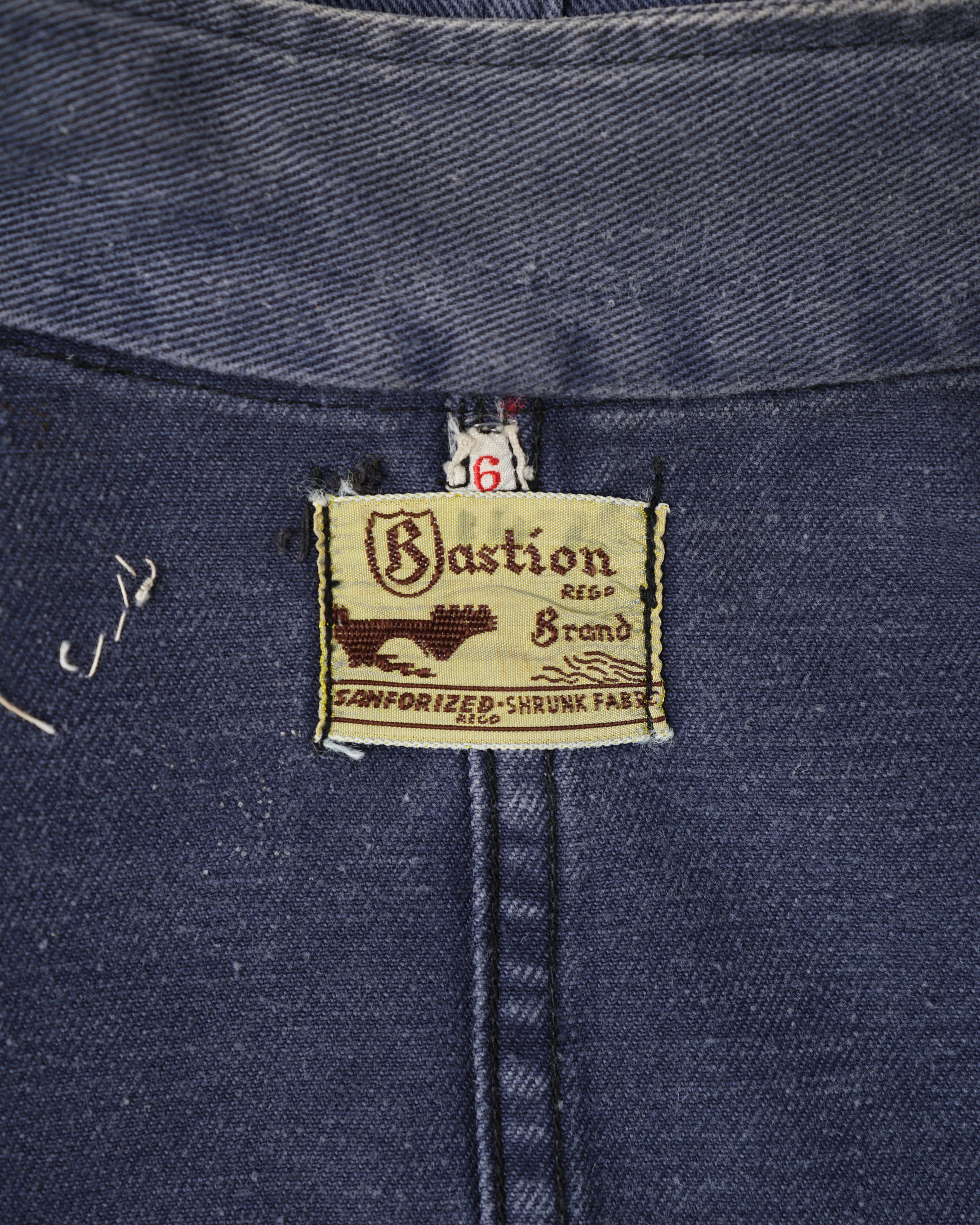 50's］British Vintage Blue Cotton Drill Stand Collar Work Jacket