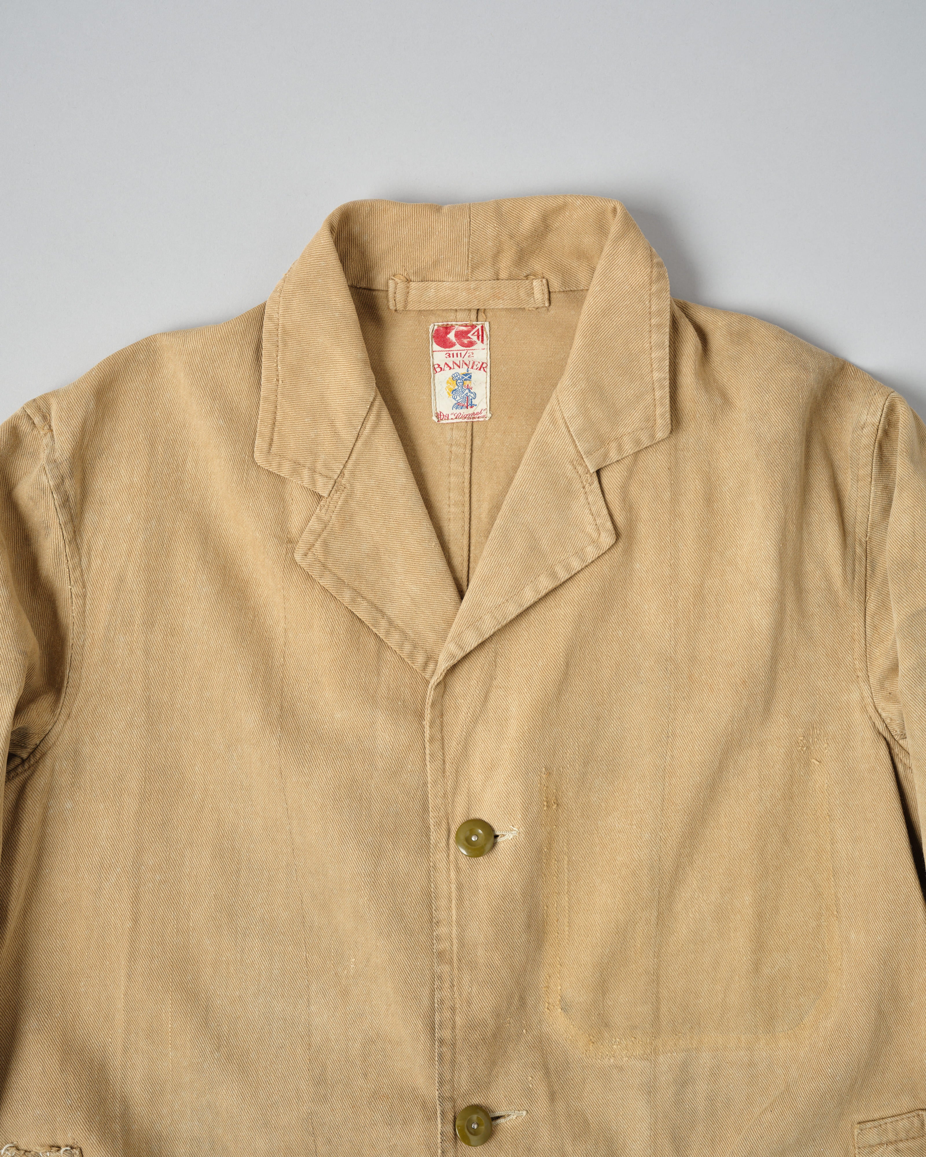 50's】British Vintage Khaki Cotton Drill Work Coat 