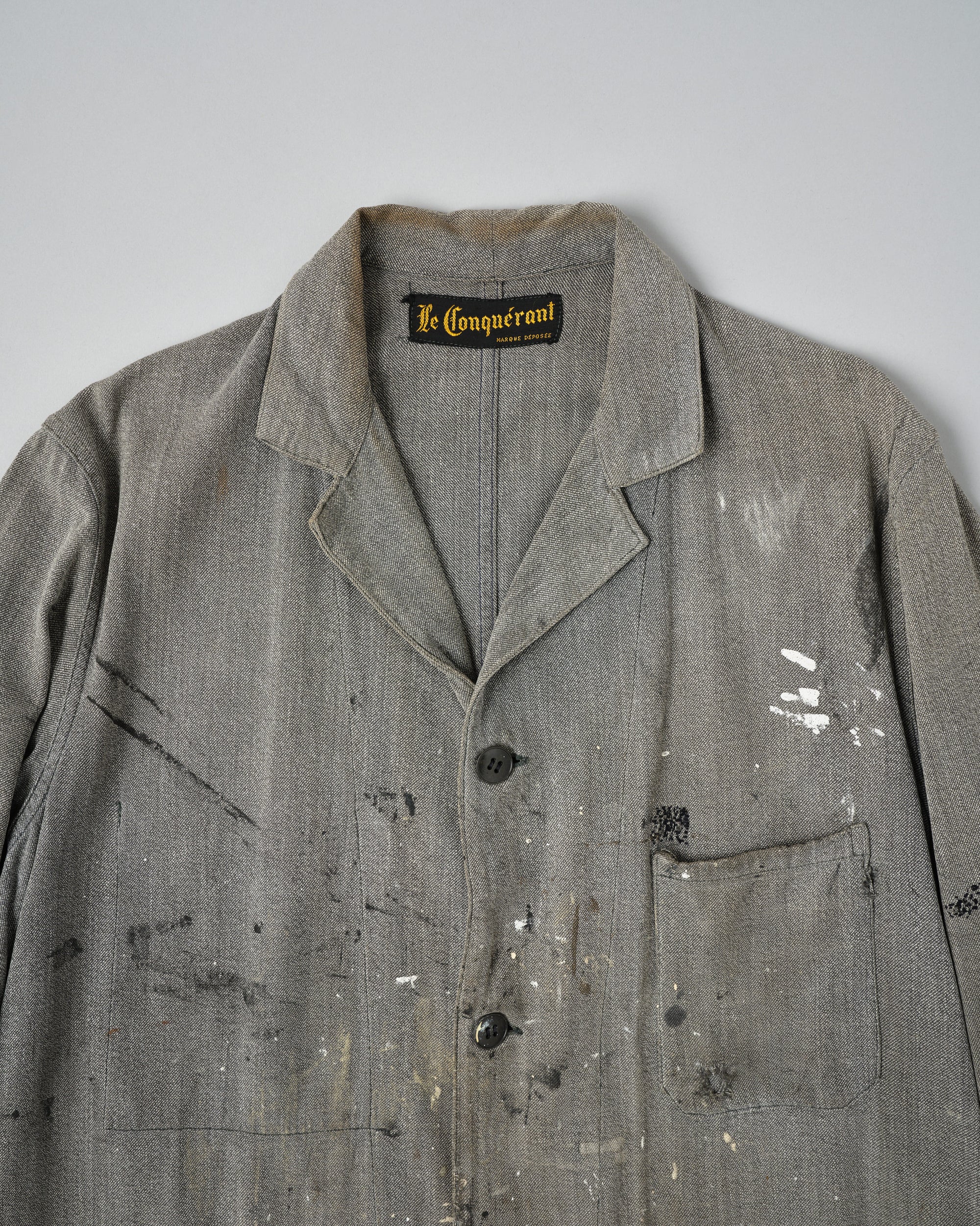 ［~40's］French Vintage Salt & Pepper Cotton Twill Atelier Coat "Crazy Paint"