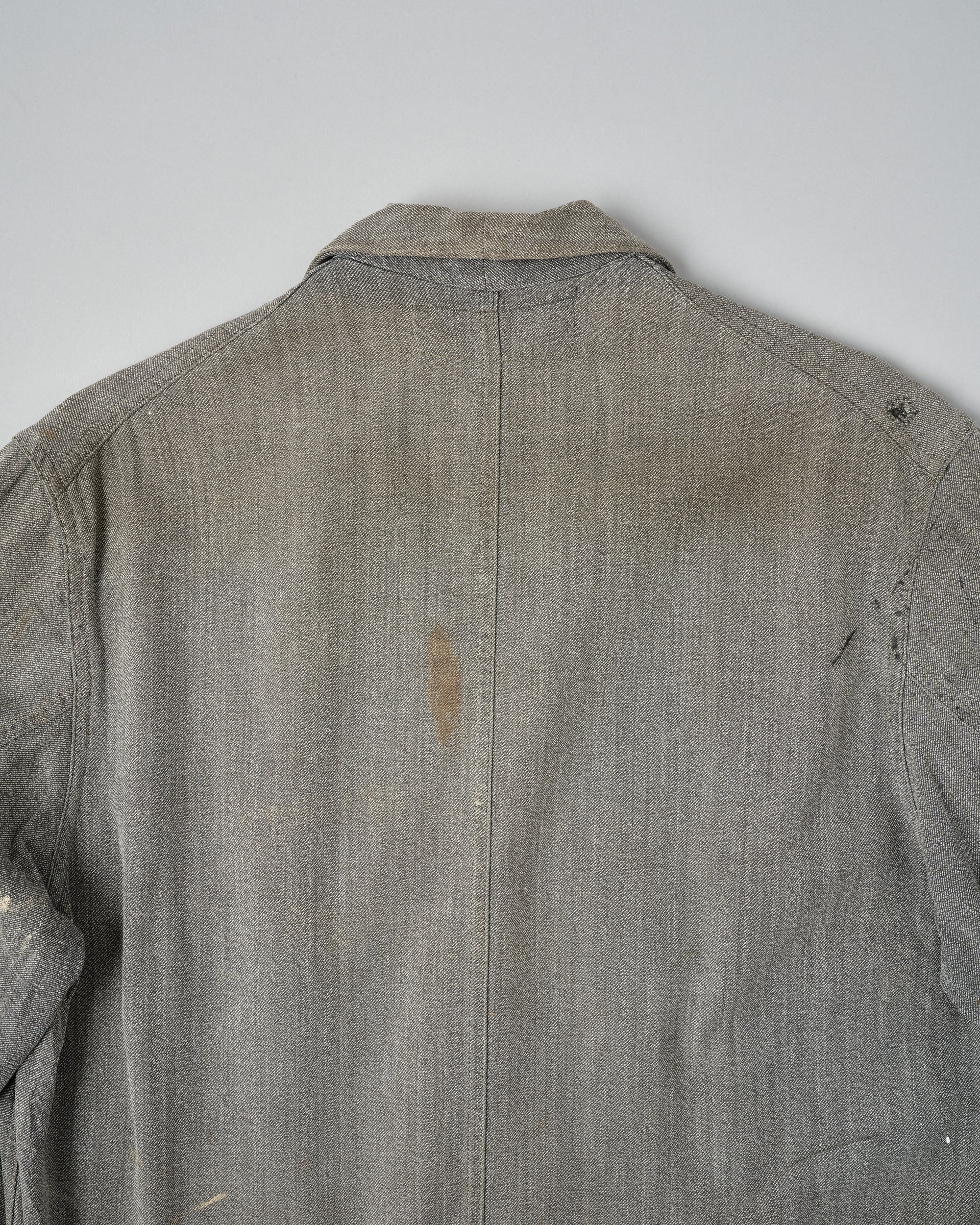 ［~40's］French Vintage Salt & Pepper Cotton Twill Atelier Coat "Crazy Paint"