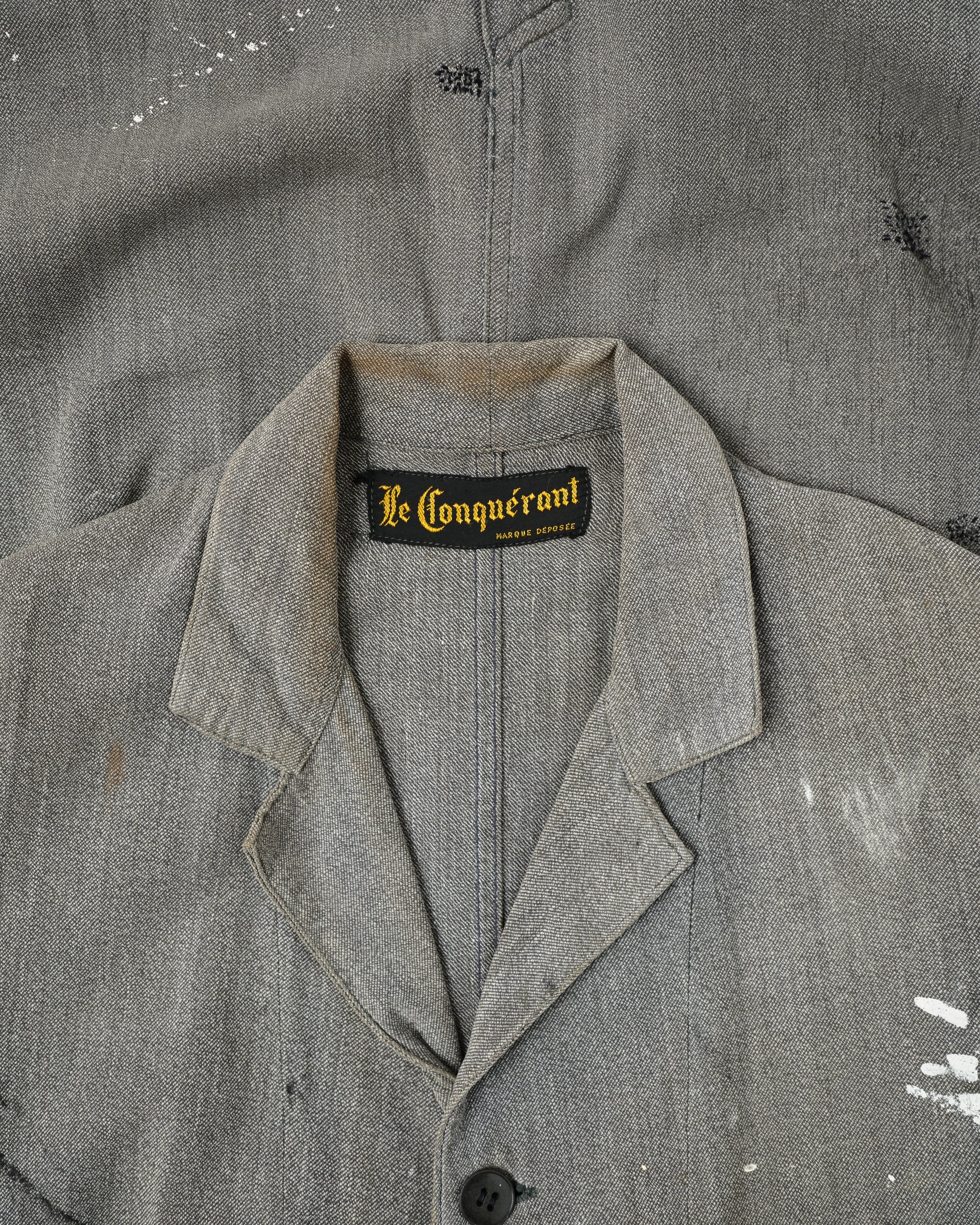 ［~40's］French Vintage Salt & Pepper Cotton Twill Atelier Coat "Crazy Paint"