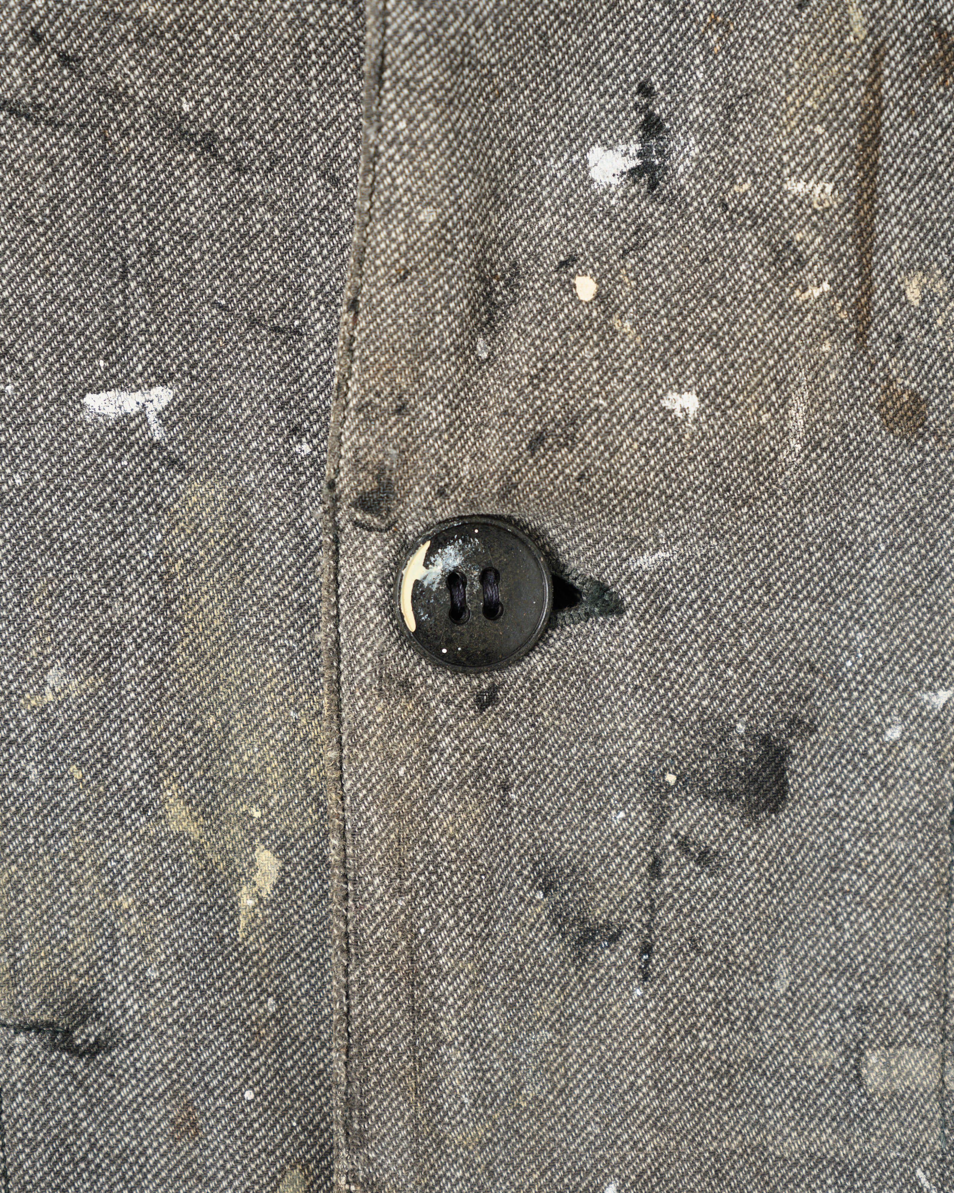 【~40's】French Vintage Salt & Pepper Cotton Twill Atelier Coat "Crazy Paint"