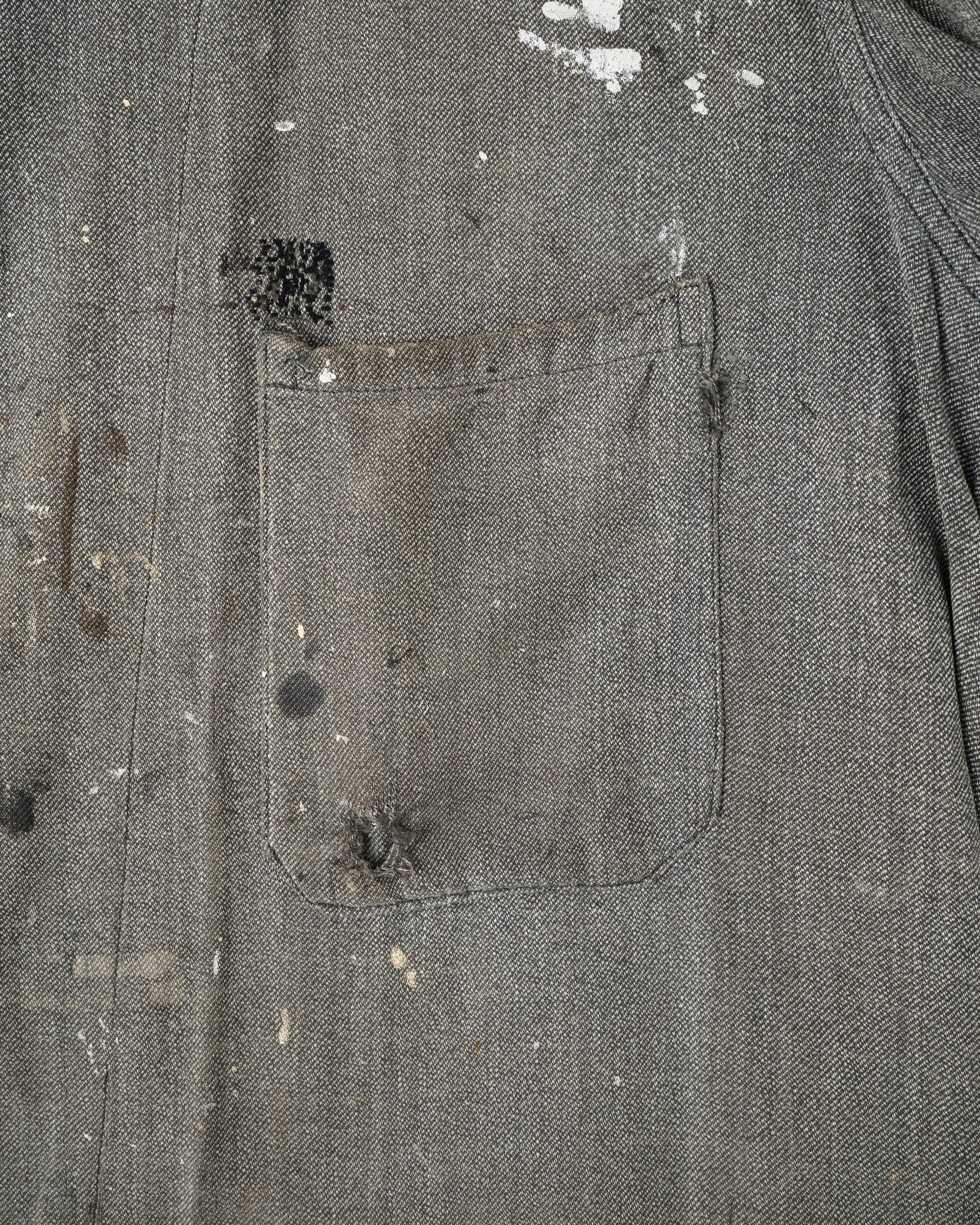 ［~40's］French Vintage Salt & Pepper Cotton Twill Atelier Coat "Crazy Paint"