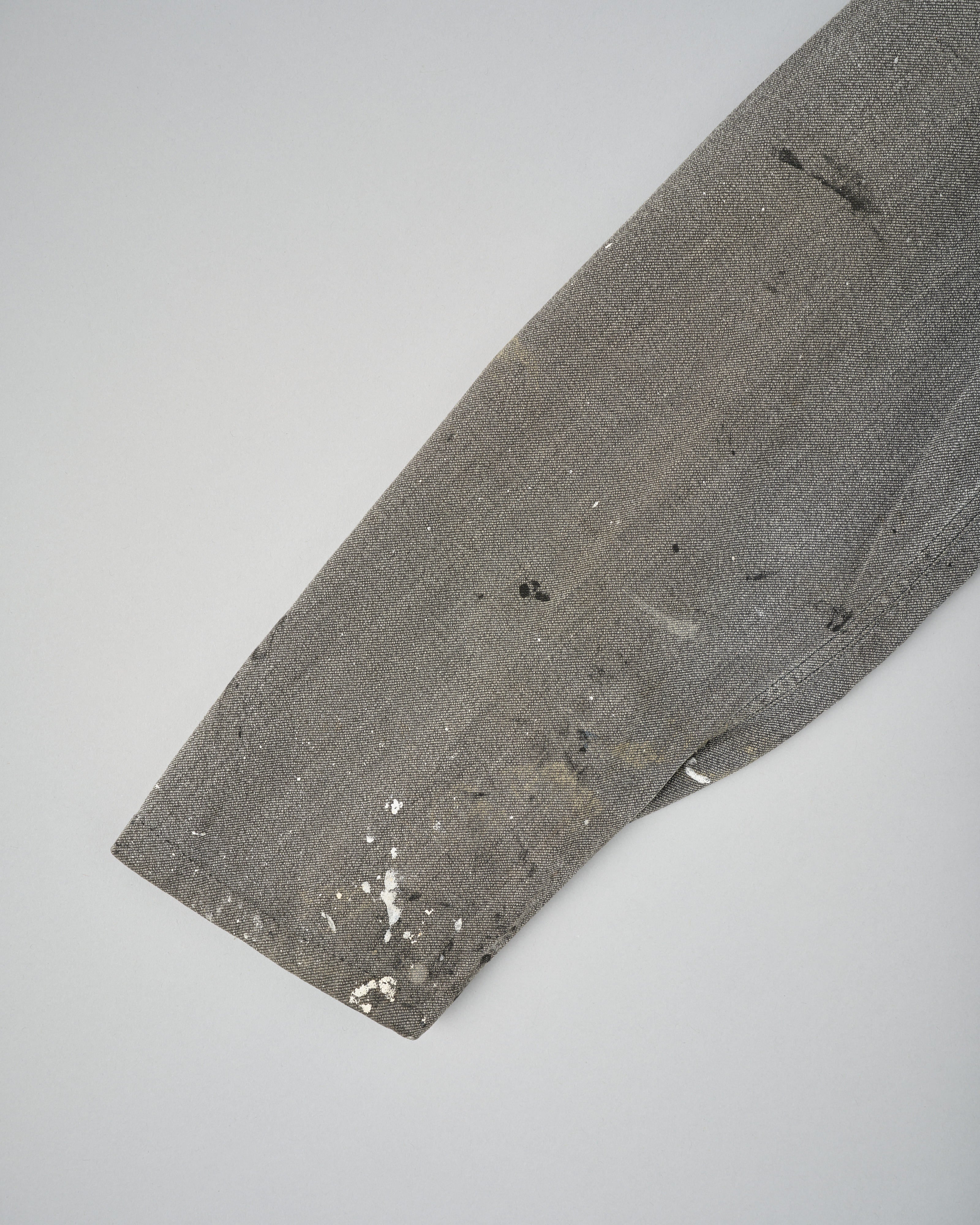 【~40's】French Vintage Salt & Pepper Cotton Twill Atelier Coat "Crazy Paint"