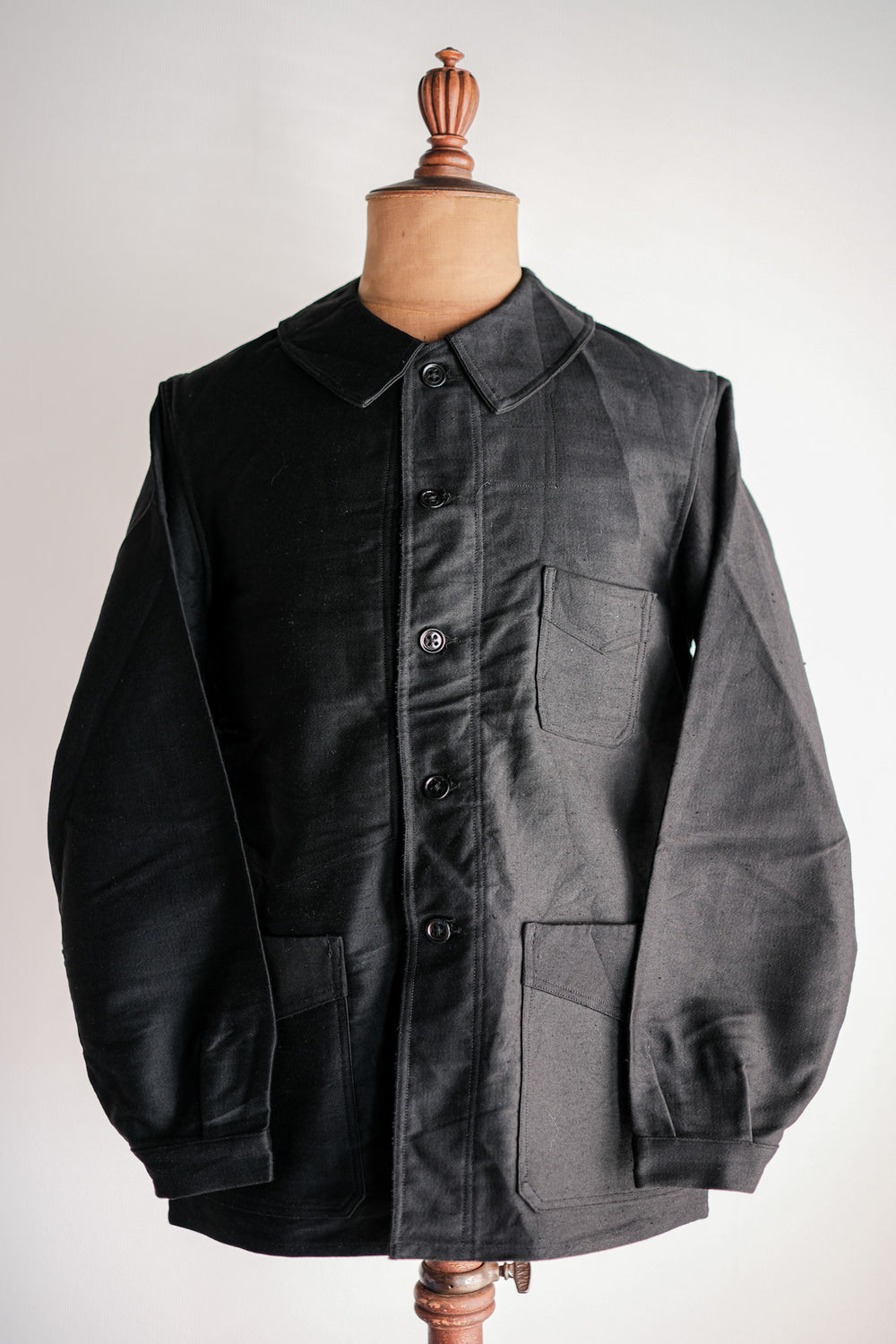 【~40's】French Vintage Black Moleskin Work Jacket "Le Mont St. Michel"