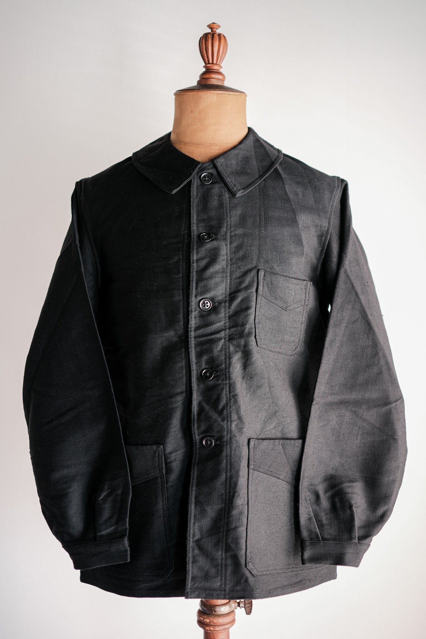 ［~40's］French Vintage Black Moleskin Work Jacket "Le Mont St. Michel"