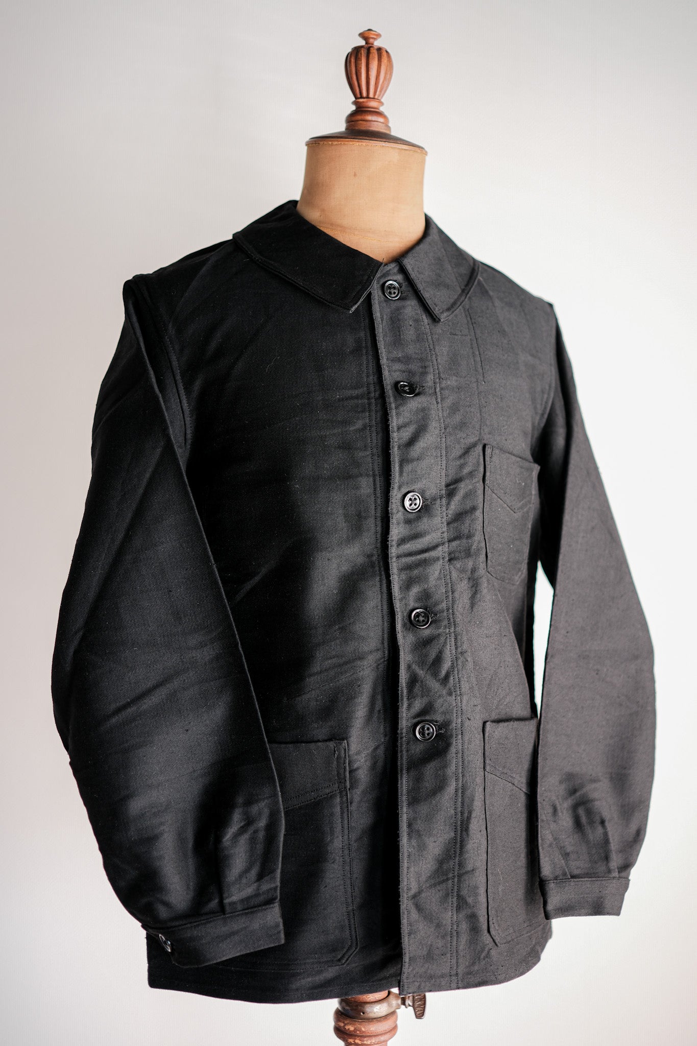 ［~40's］French Vintage Black Moleskin Work Jacket "Le Mont St. Michel"