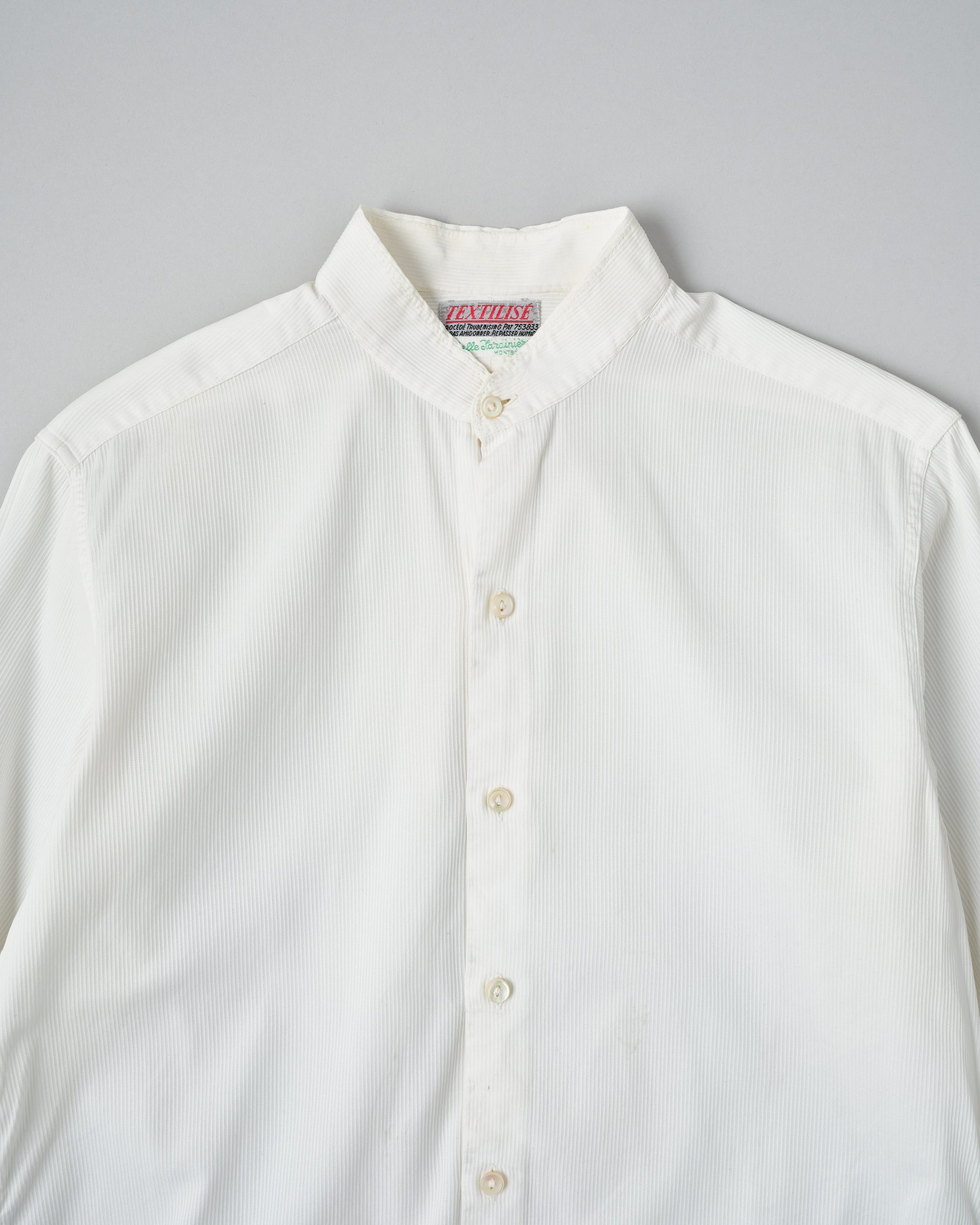 ［~40's］French Vintage White Cotton Stand Collar Shirt "Belle Jardiniere"