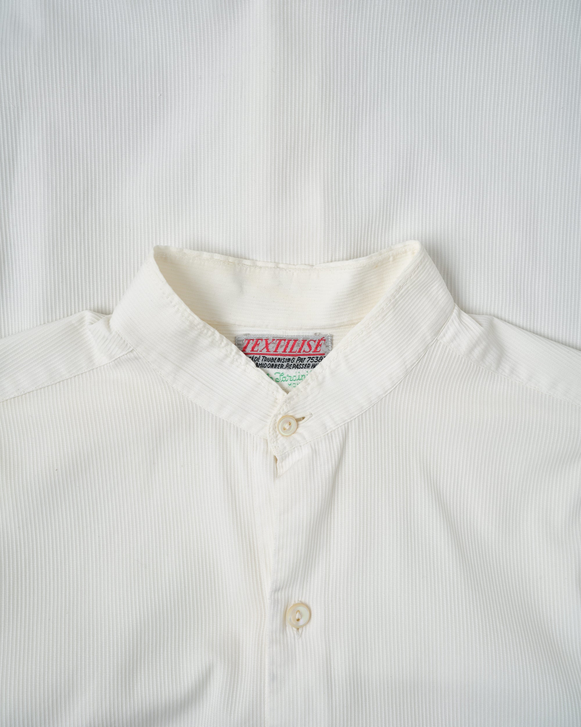 ［~40's］French Vintage White Cotton Stand Collar Shirt "Belle Jardiniere"