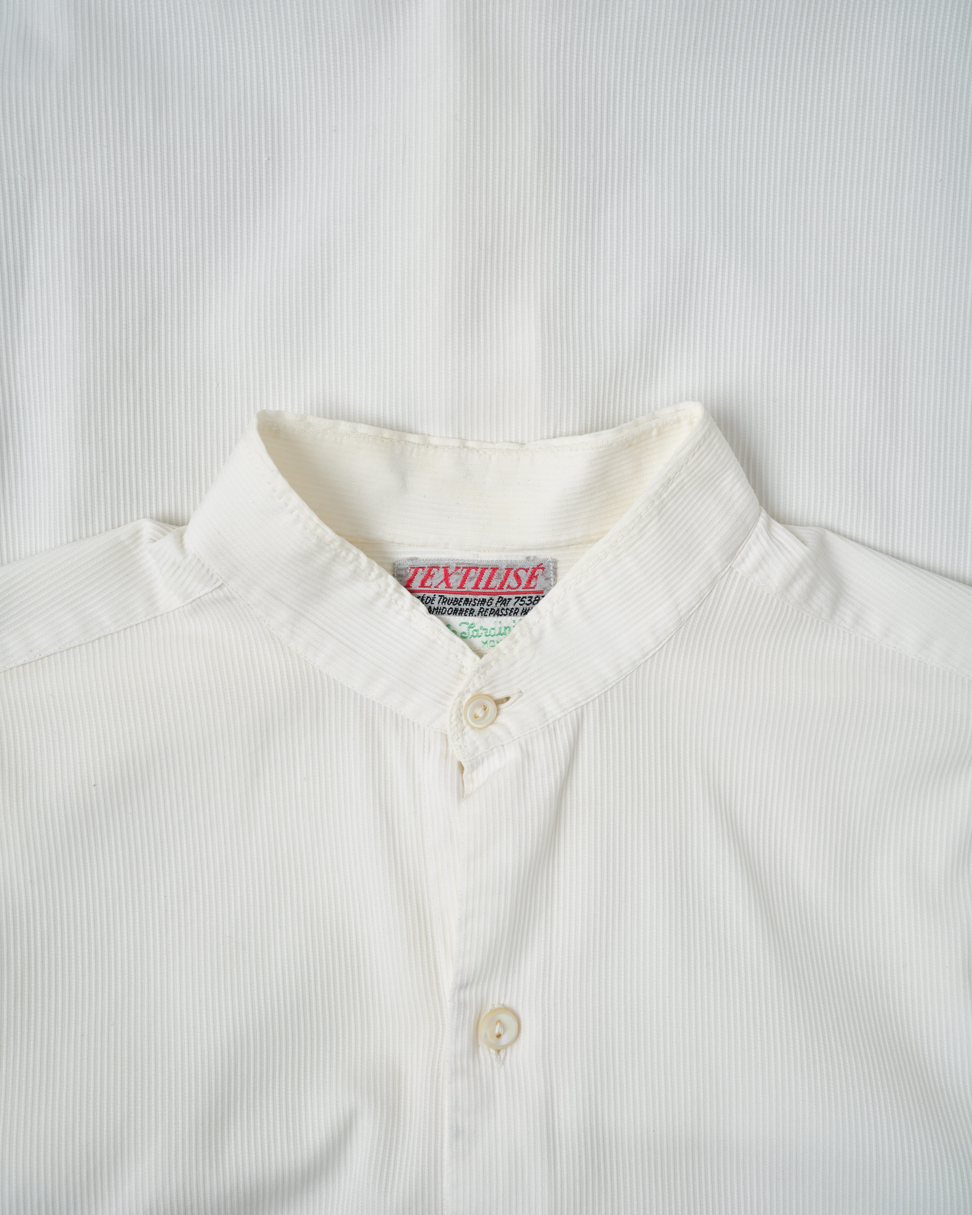 [~ 40's] ผ้าฝ้ายสีขาววินเทจฝรั่งเศสเสื้อคอปก "Belle Jardiniere"