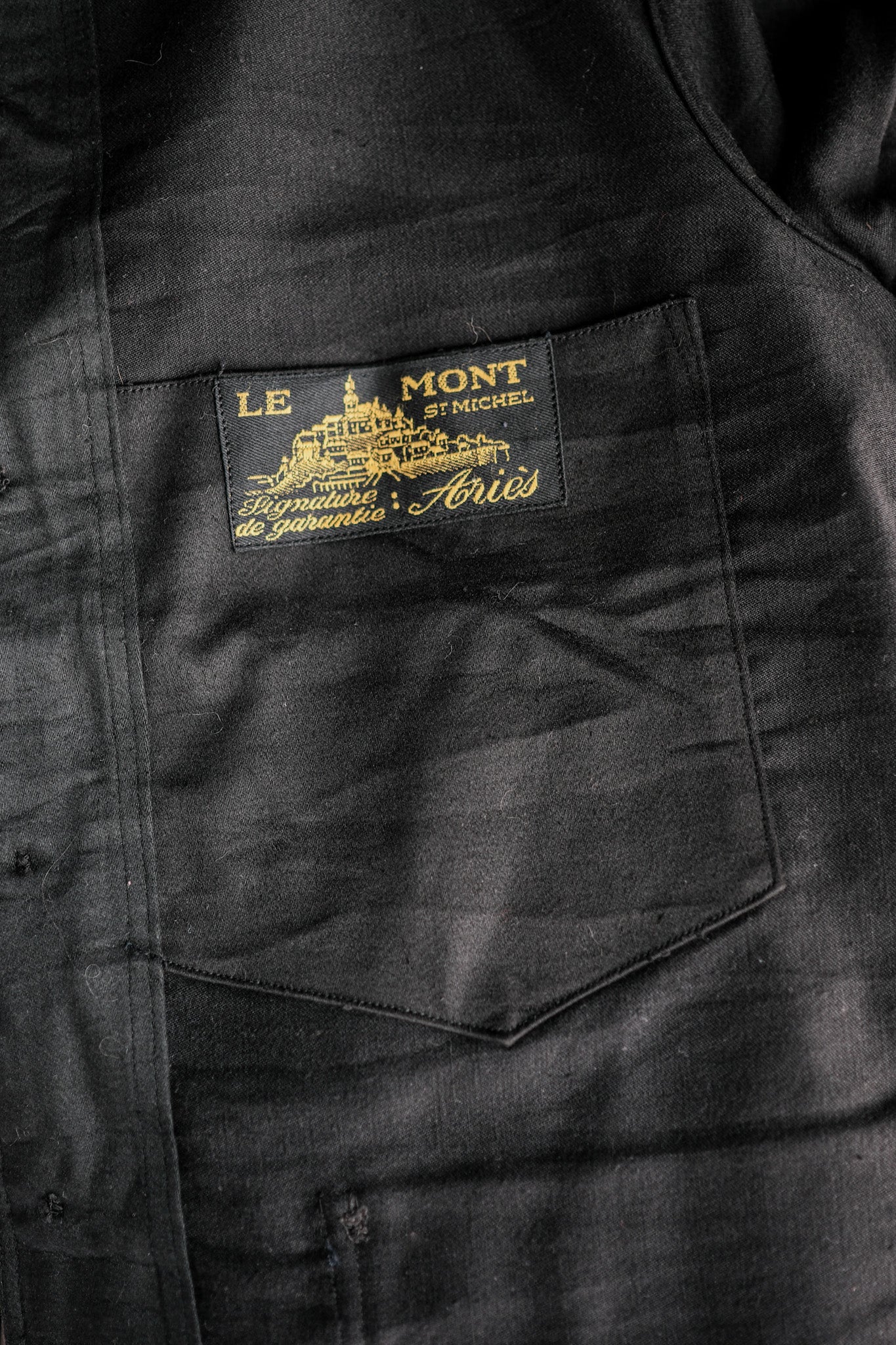 ［~40's］French Vintage Black Moleskin Work Jacket "Le Mont St. Michel"
