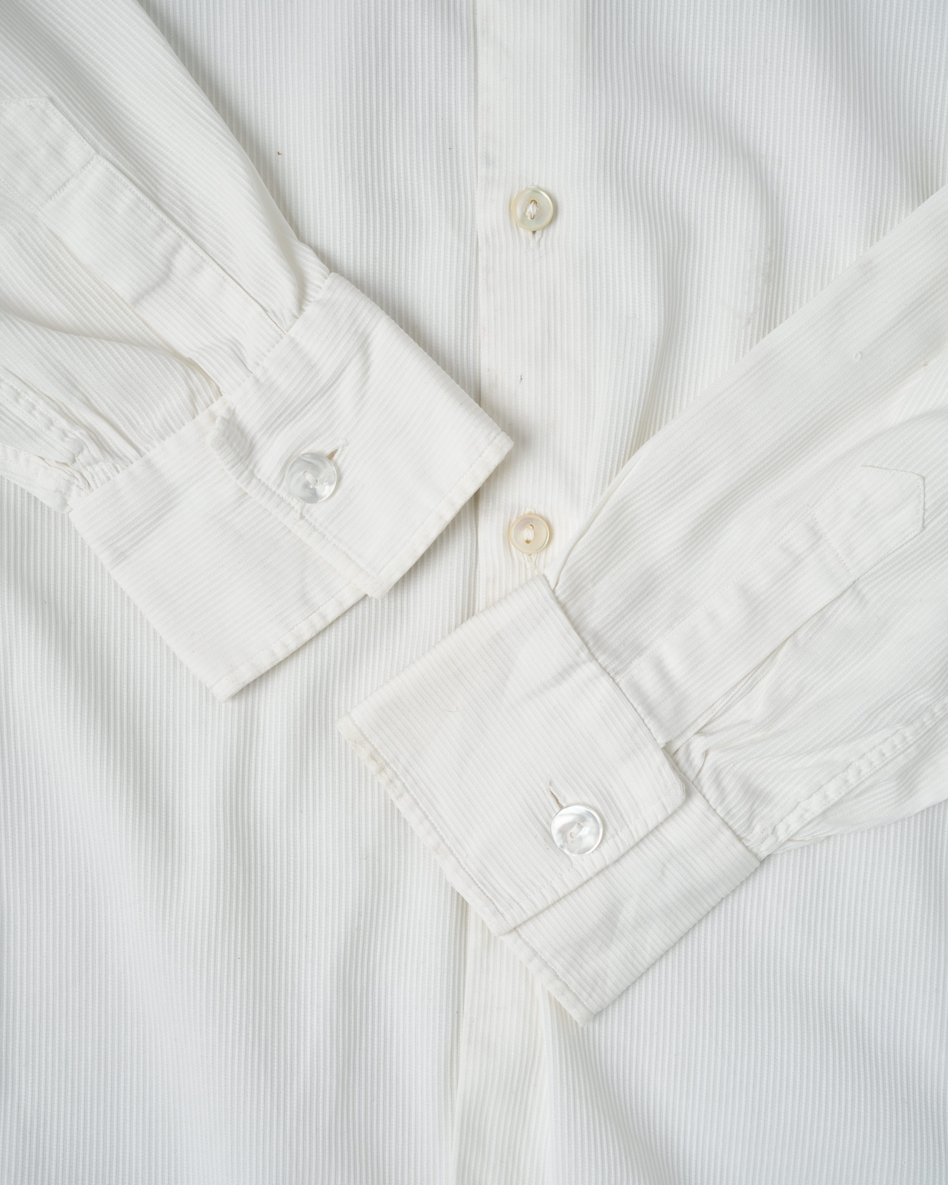 [~ 40's] ผ้าฝ้ายสีขาววินเทจฝรั่งเศสเสื้อคอปก "Belle Jardiniere"