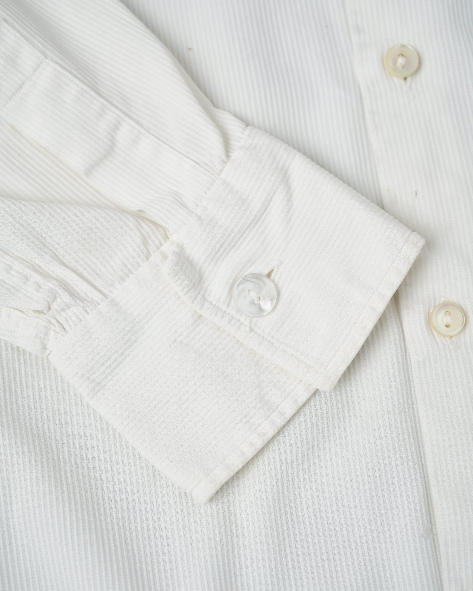 ［~40's］French Vintage White Cotton Stand Collar Shirt "Belle Jardiniere"