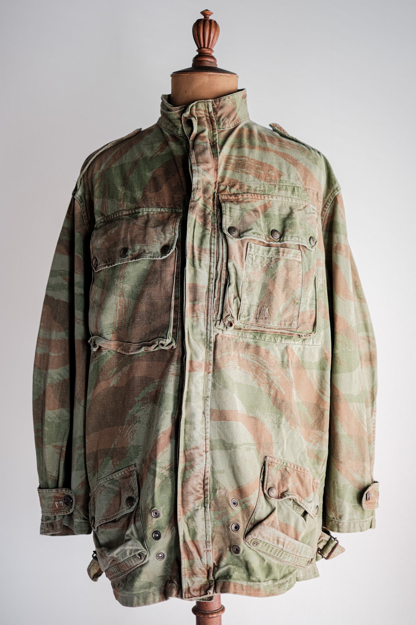 [~ 50 년대] 프랑스 군대 tap47/53 도마뱀 위장 낙하산 낙하산 재킷 크기 .46