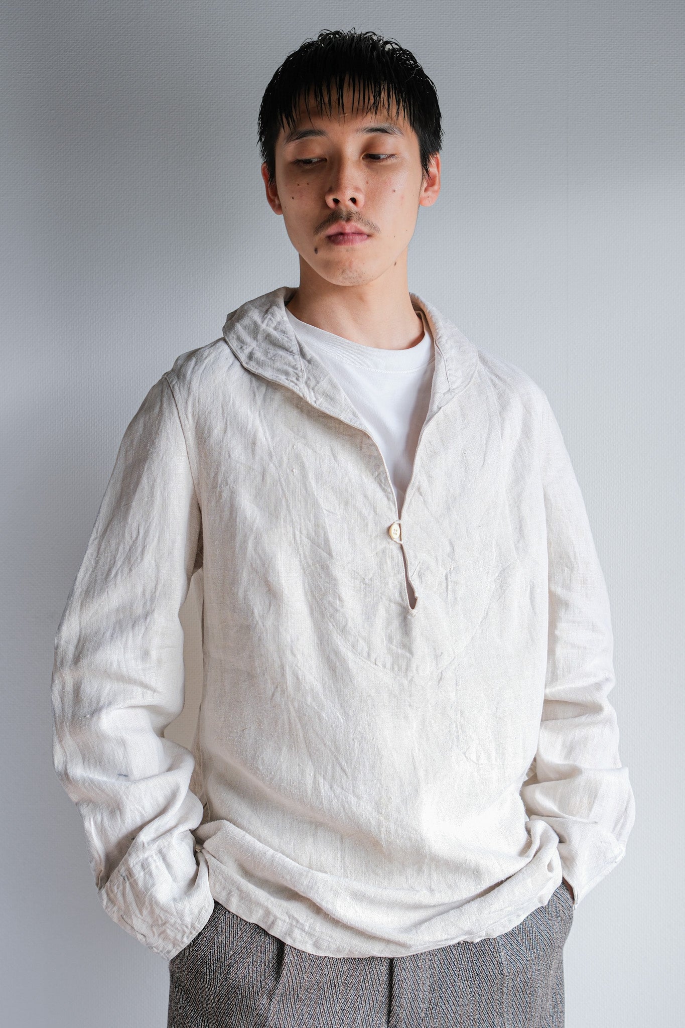 ［~30's］French Navy Linen Sailor Work Smock Size.B4 "Marine Nationale"