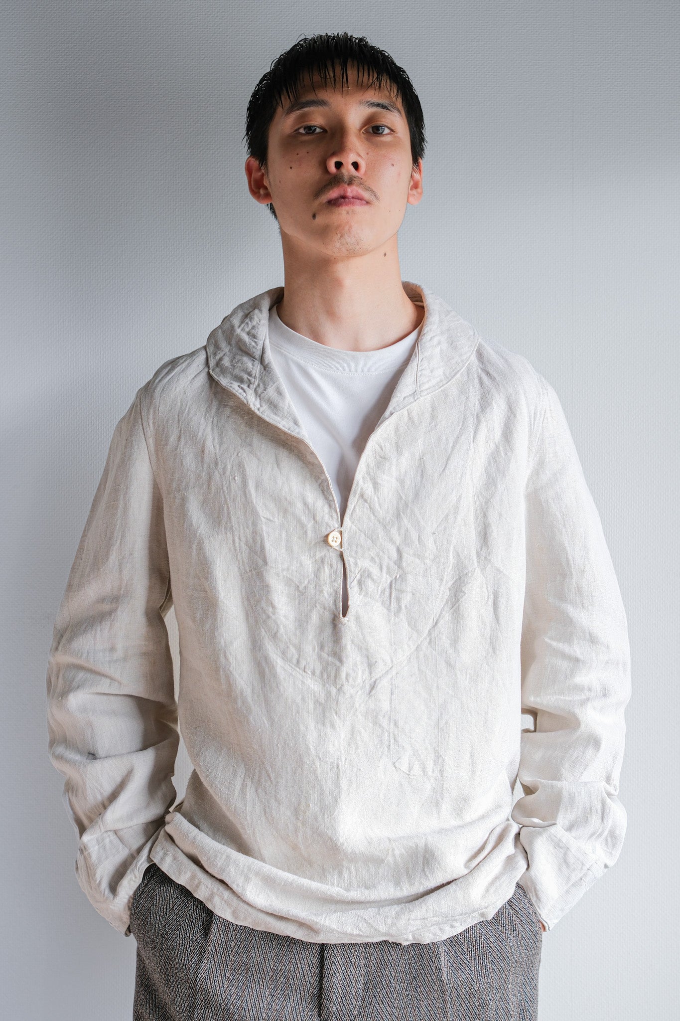 ［~30's］French Navy Linen Sailor Work Smock Size.B4 "Marine Nationale"
