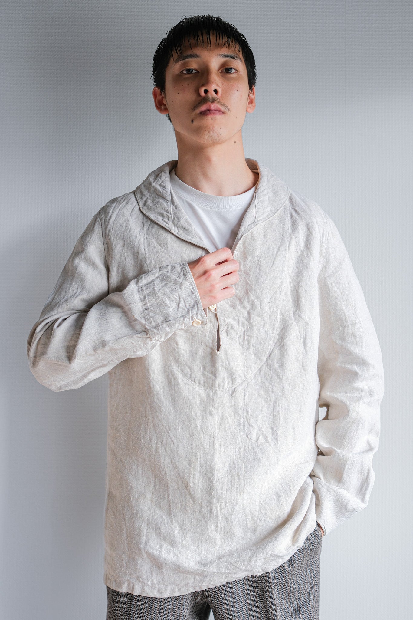 ［~30's］French Navy Linen Sailor Work Smock Size.B4 "Marine Nationale"