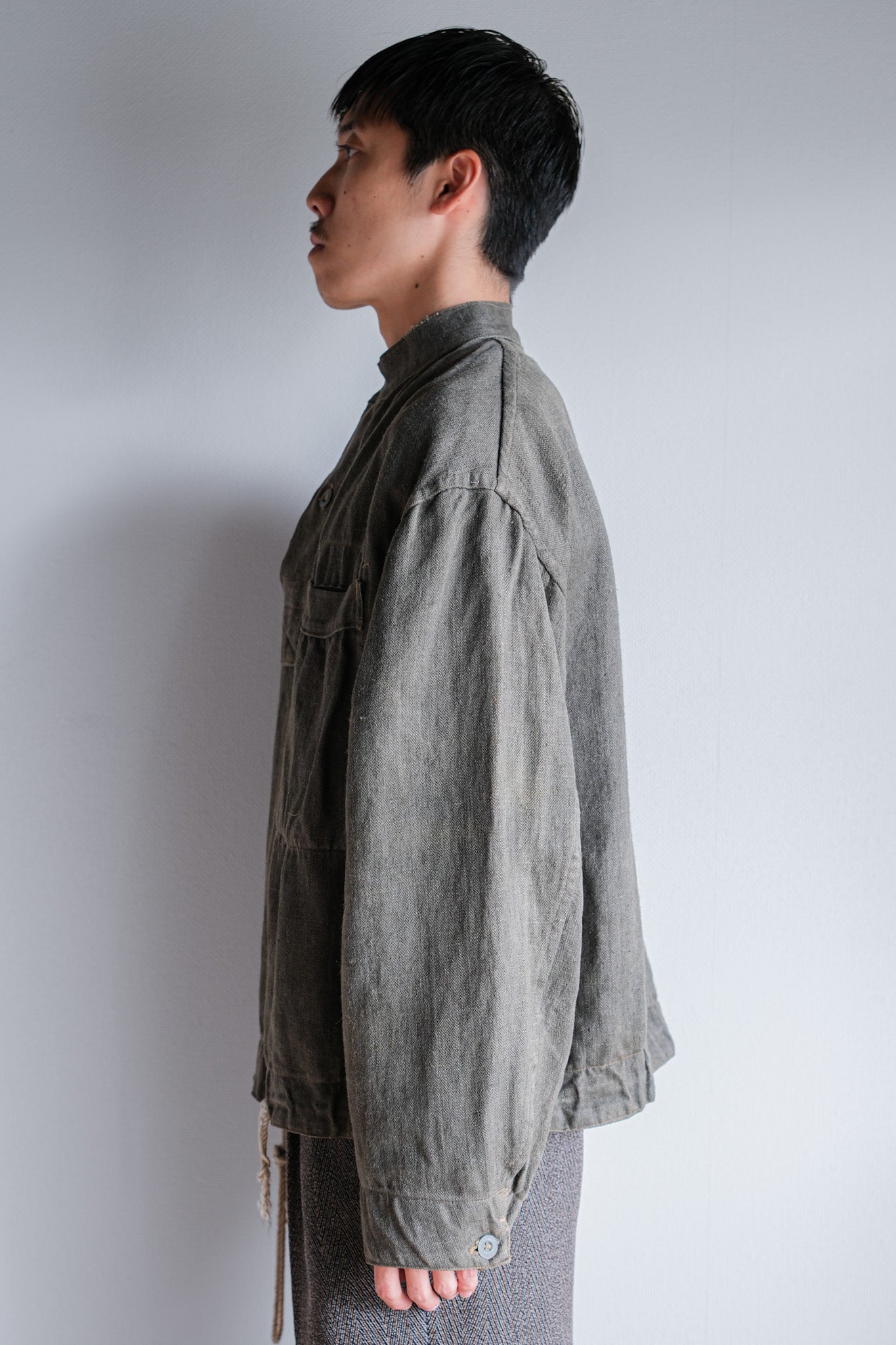 【~40's】WWⅡ German Navy Gray Drillich HBT Linen Work Smock "Unusual Color" "Kriegsmarine"