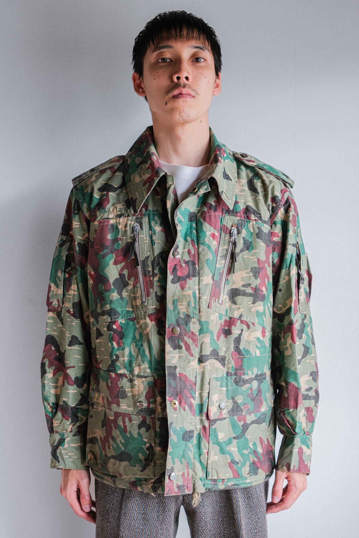 【~60's】Spanish Army Green Amoeba Camouflage Paratrooper Jacket