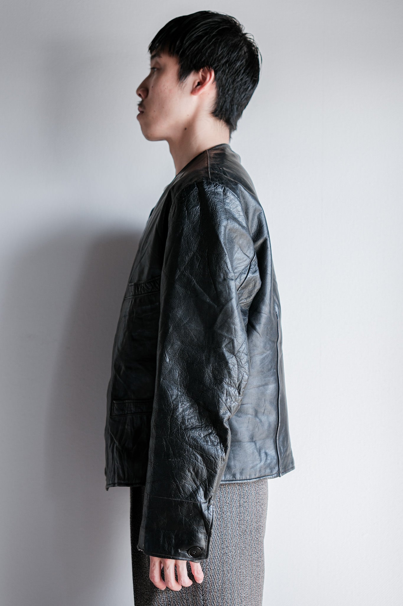 【~50's】French Vintage Leather Gilet Jacket