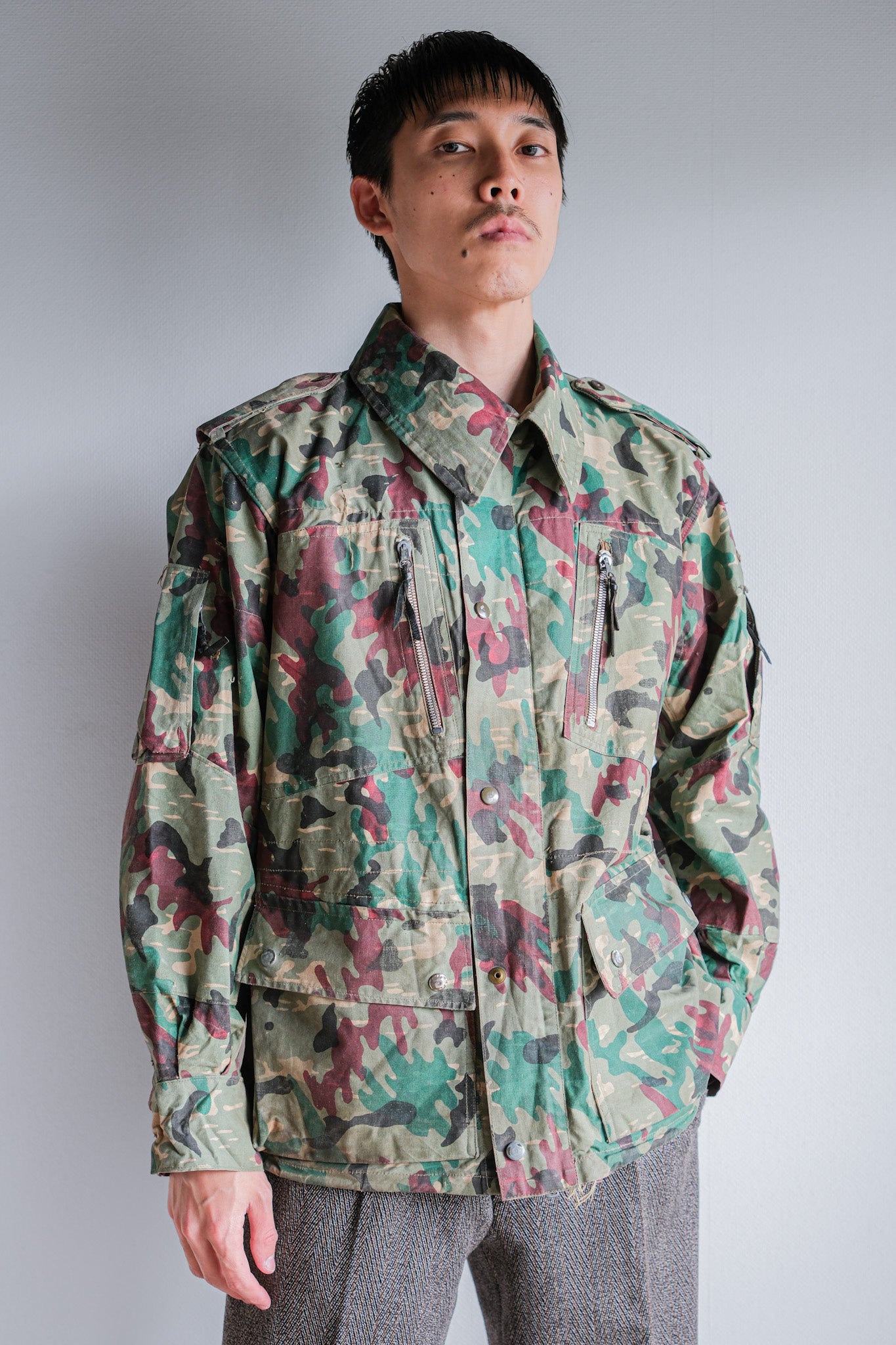 [~ 60's] Spanish Army Green Amoeba Camouflage PARATROOPER JACKET