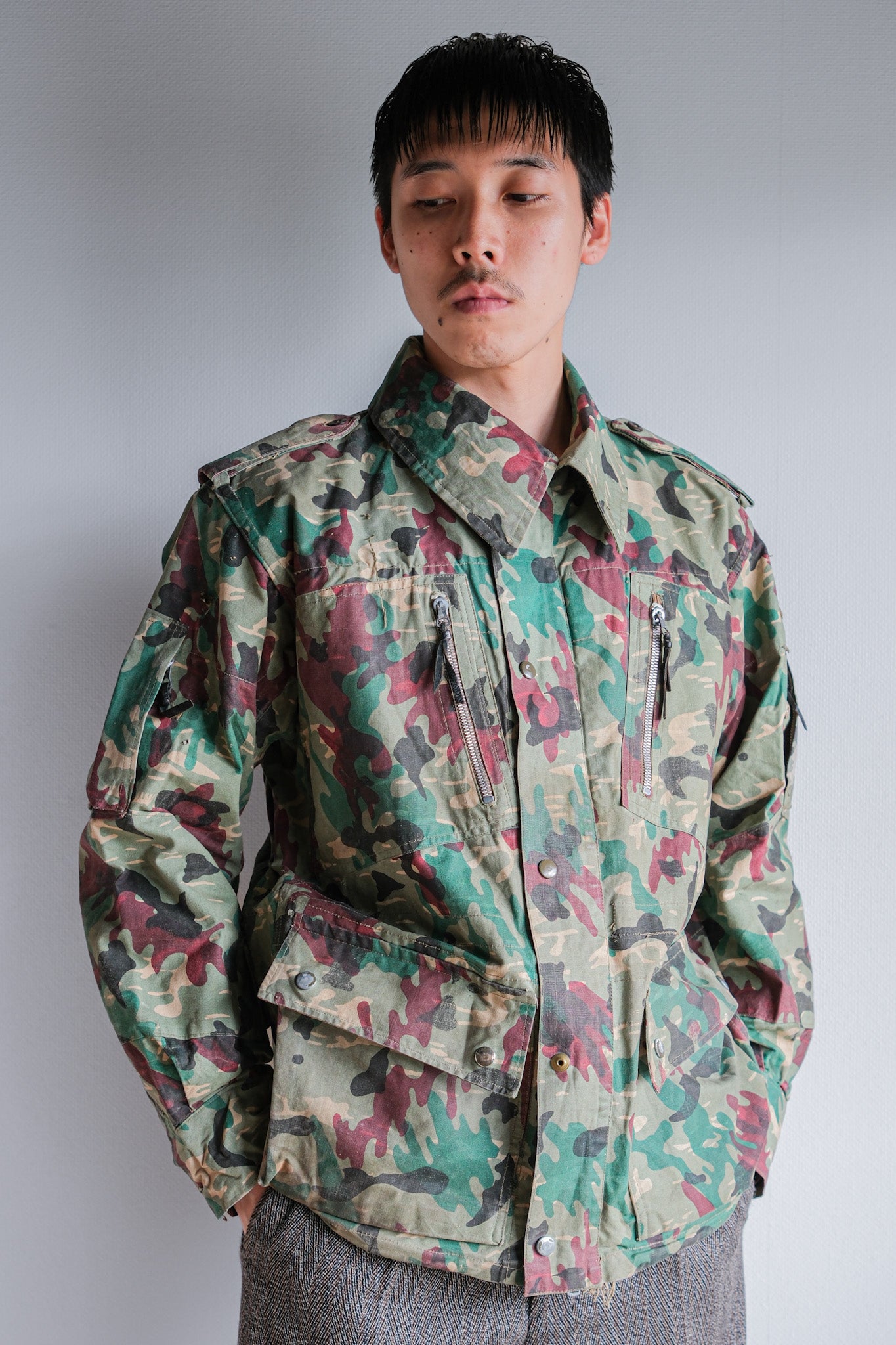 [~ 60's] Spanish Army Green Amoeba Camouflage PARATROOPER JACKET