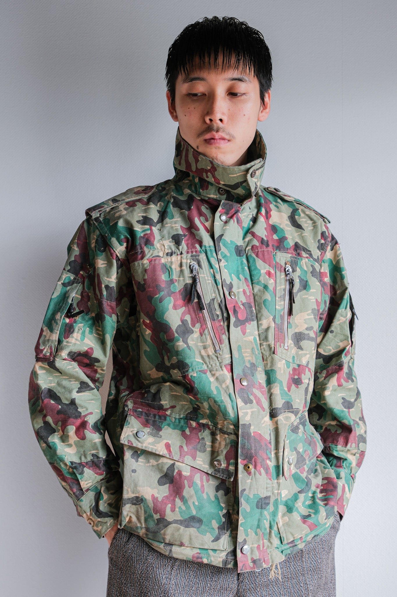 [~ 60's] Spanish Army Green Amoeba Camouflage PARATROOPER JACKET