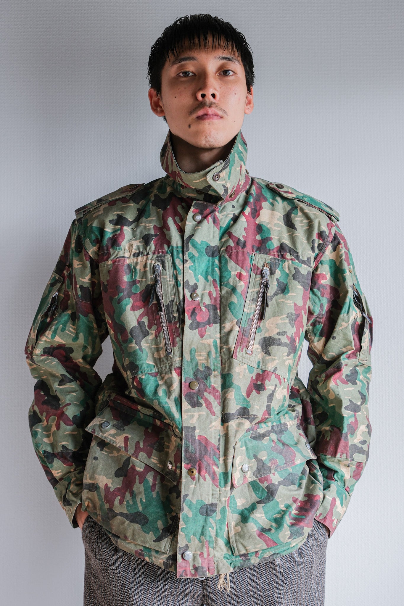 [~ 60's] Armée espagnole Green Amiba Camouflage Paratrooper Jacket