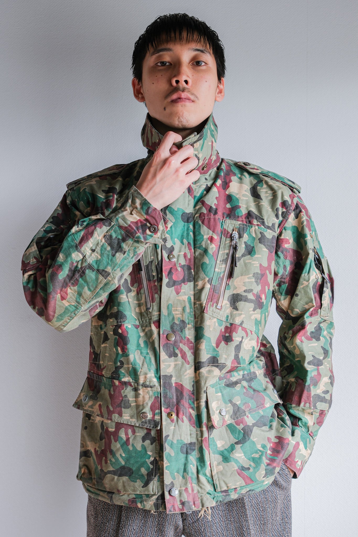 [~ 60's] Spanish Army Green Amoeba Camouflage PARATROOPER JACKET