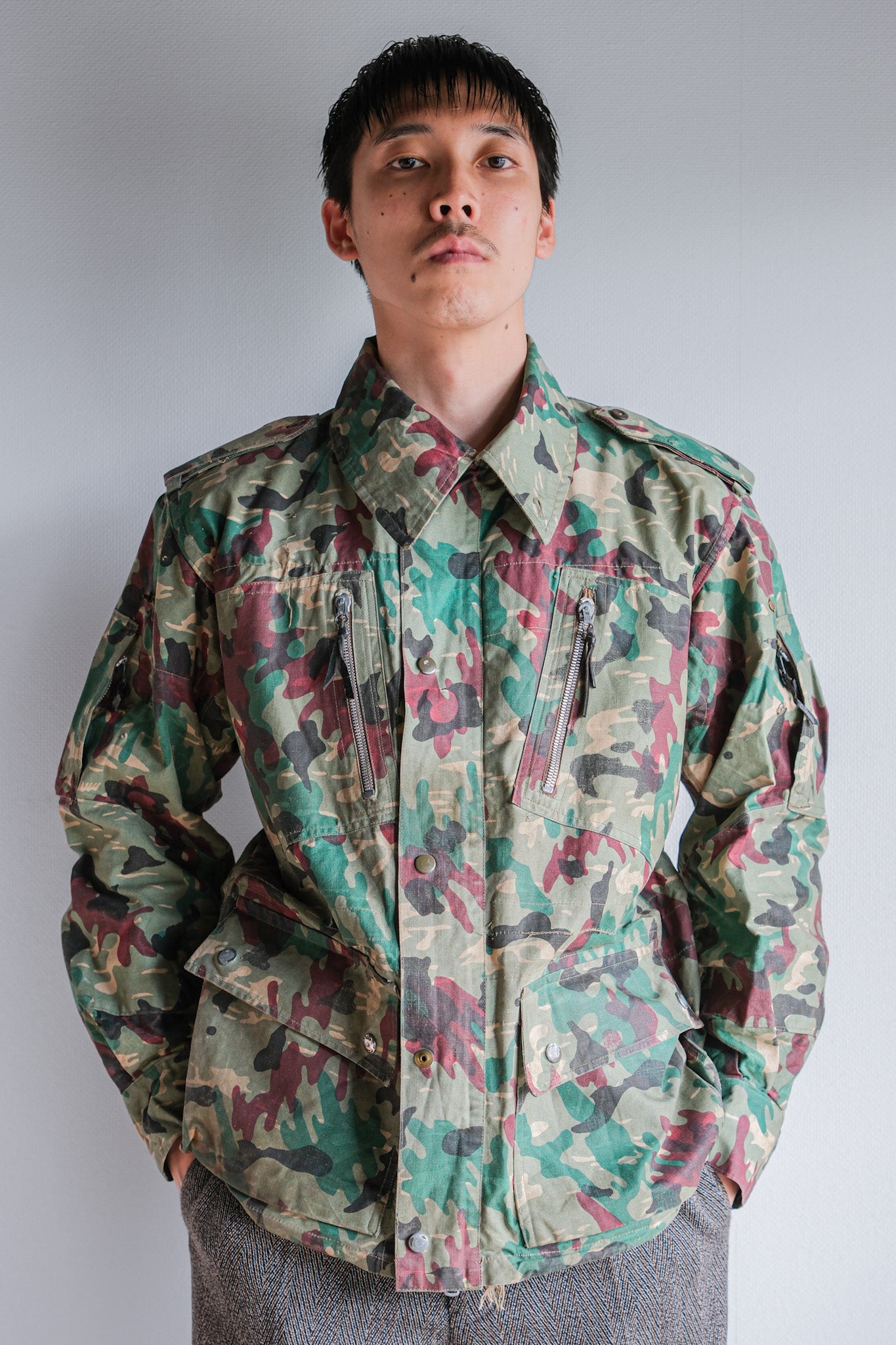 [~ 60's] Spanish Army Green Amoeba Camouflage PARATROOPER JACKET