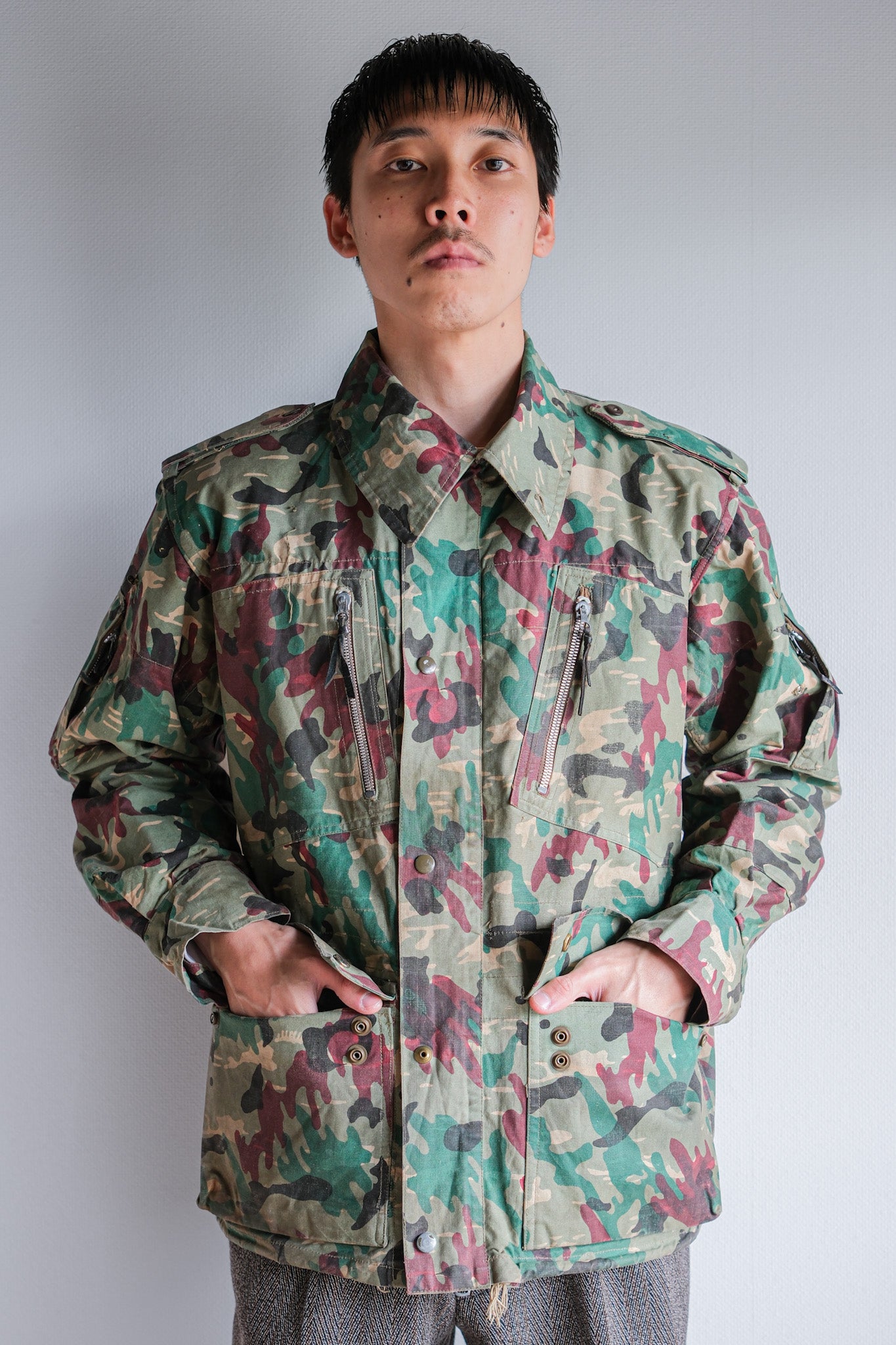 [~ 60's] Armée espagnole Green Amiba Camouflage Paratrooper Jacket