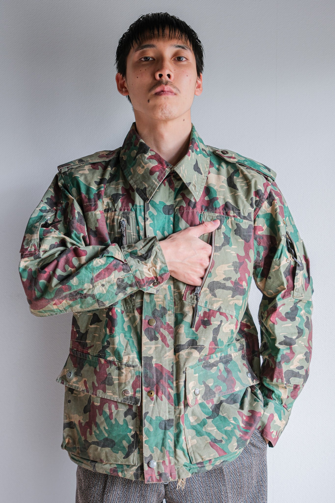 【~60's】Spanish Army Green Amoeba Camouflage Paratrooper Jacket